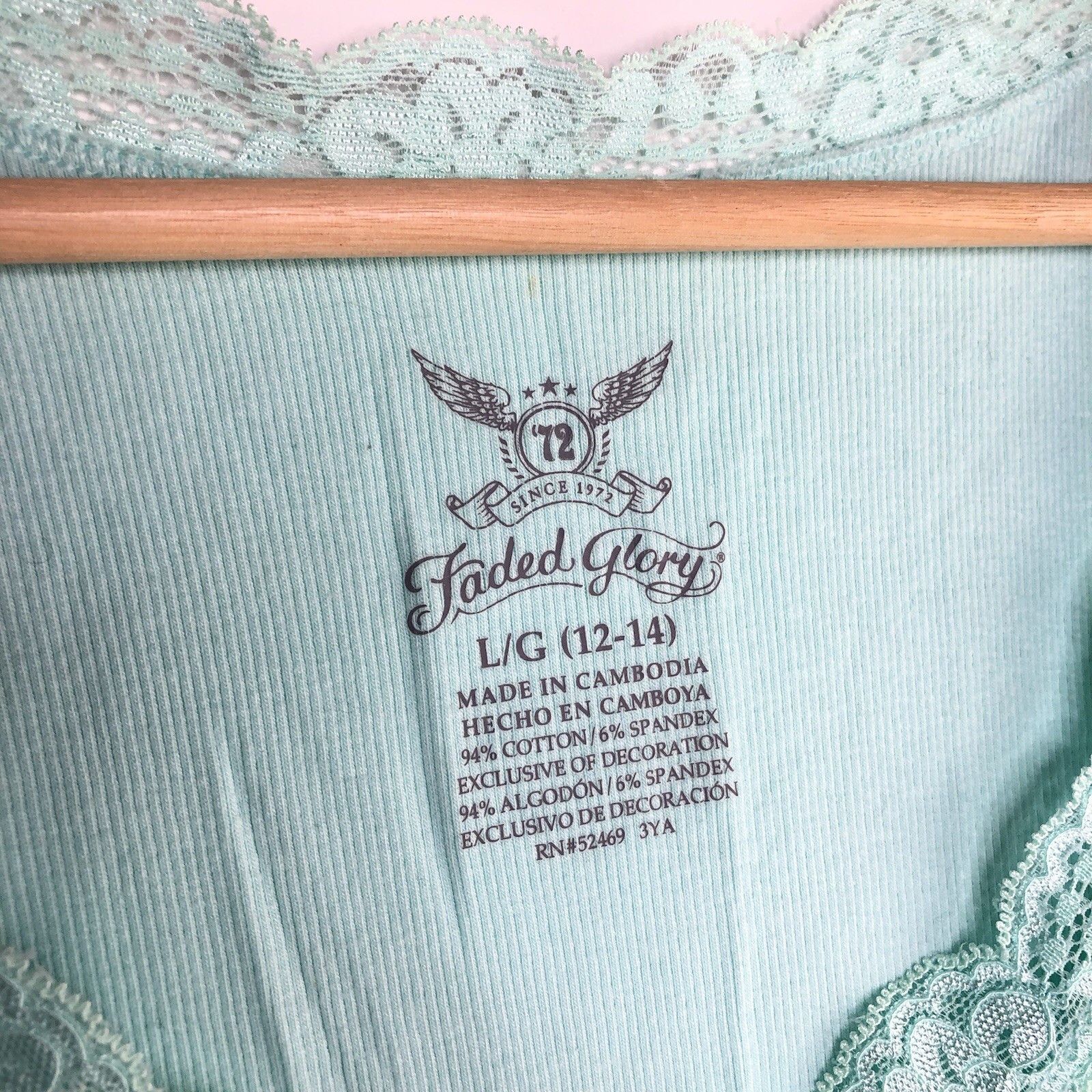 Faded Glory Faded Glory Y2K Teens Girl Tank Top L/G (12-14) Mint Lace Size L / US 10 / IT 46 - 3 Thumbnail