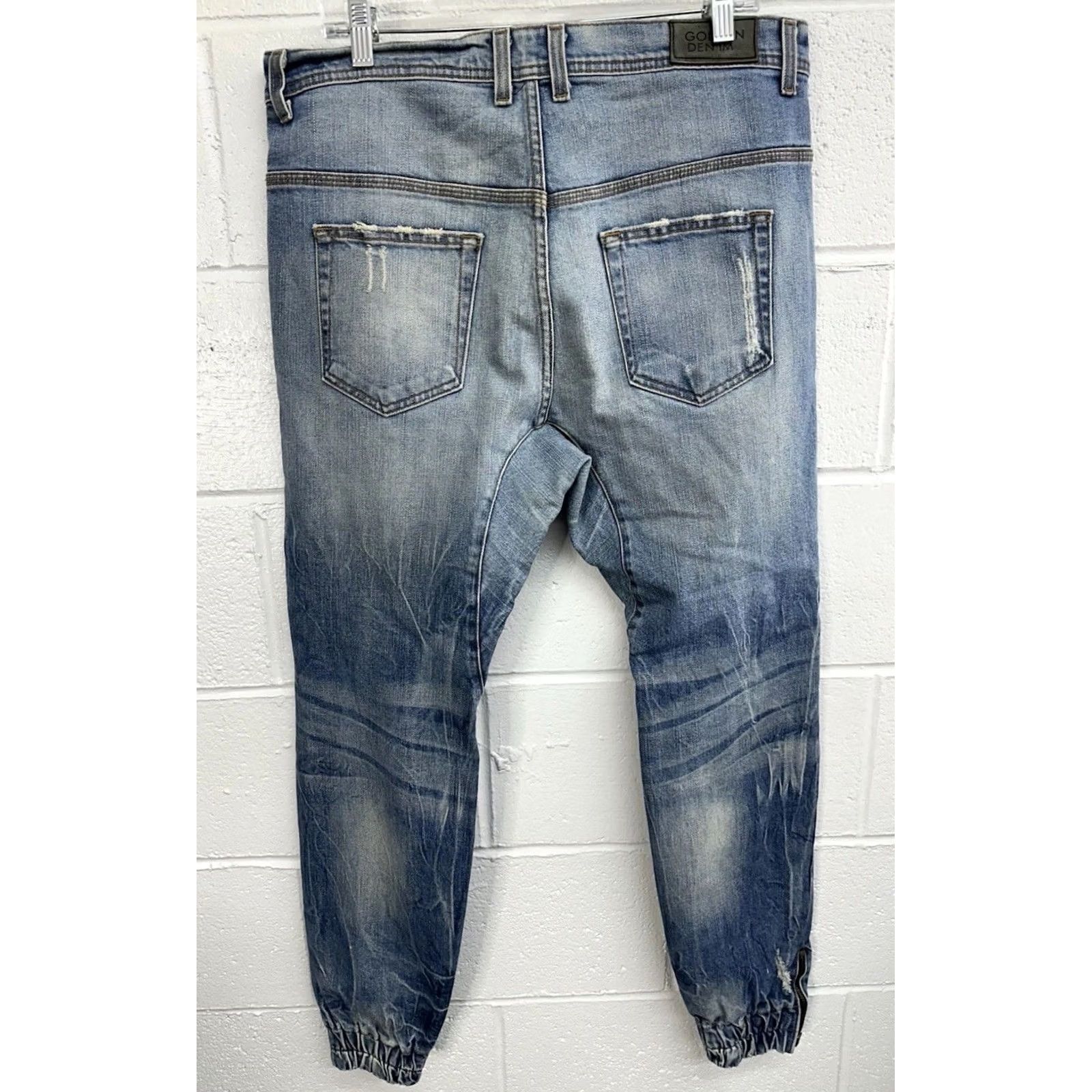 Denime Golden Denim Rustin Joggers 5 Pocket Zip Ankle Distressed USA Men's 36 Blue Size US 36 / EU 52 - 5 Thumbnail