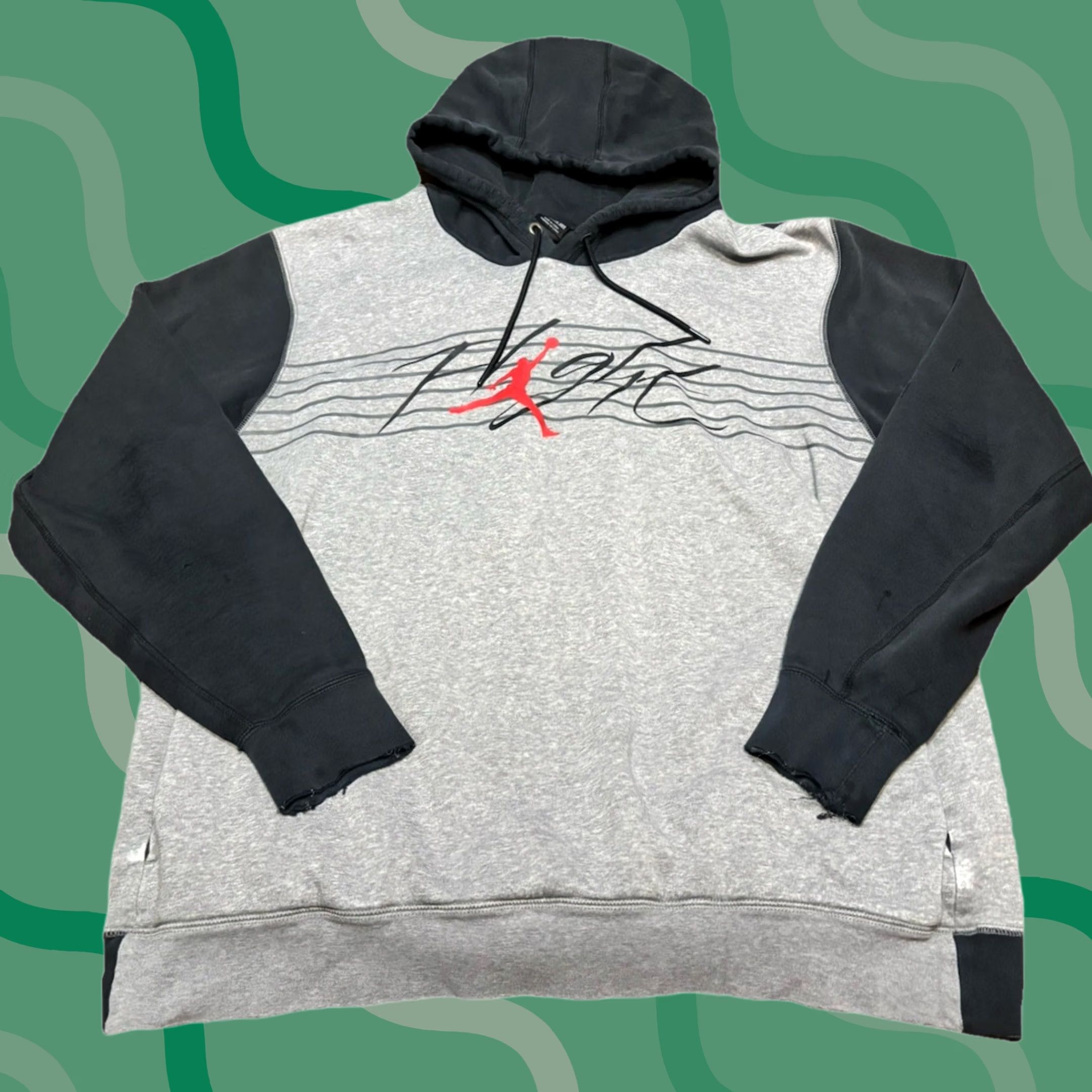 Jordan Brand Air Jordan Pullover Hoodie Mens Jumpman Logo Gray Flight Fleece Vintage - 2XL - Large Size US XXL / EU 58 / 5 - 1 Thumbnail