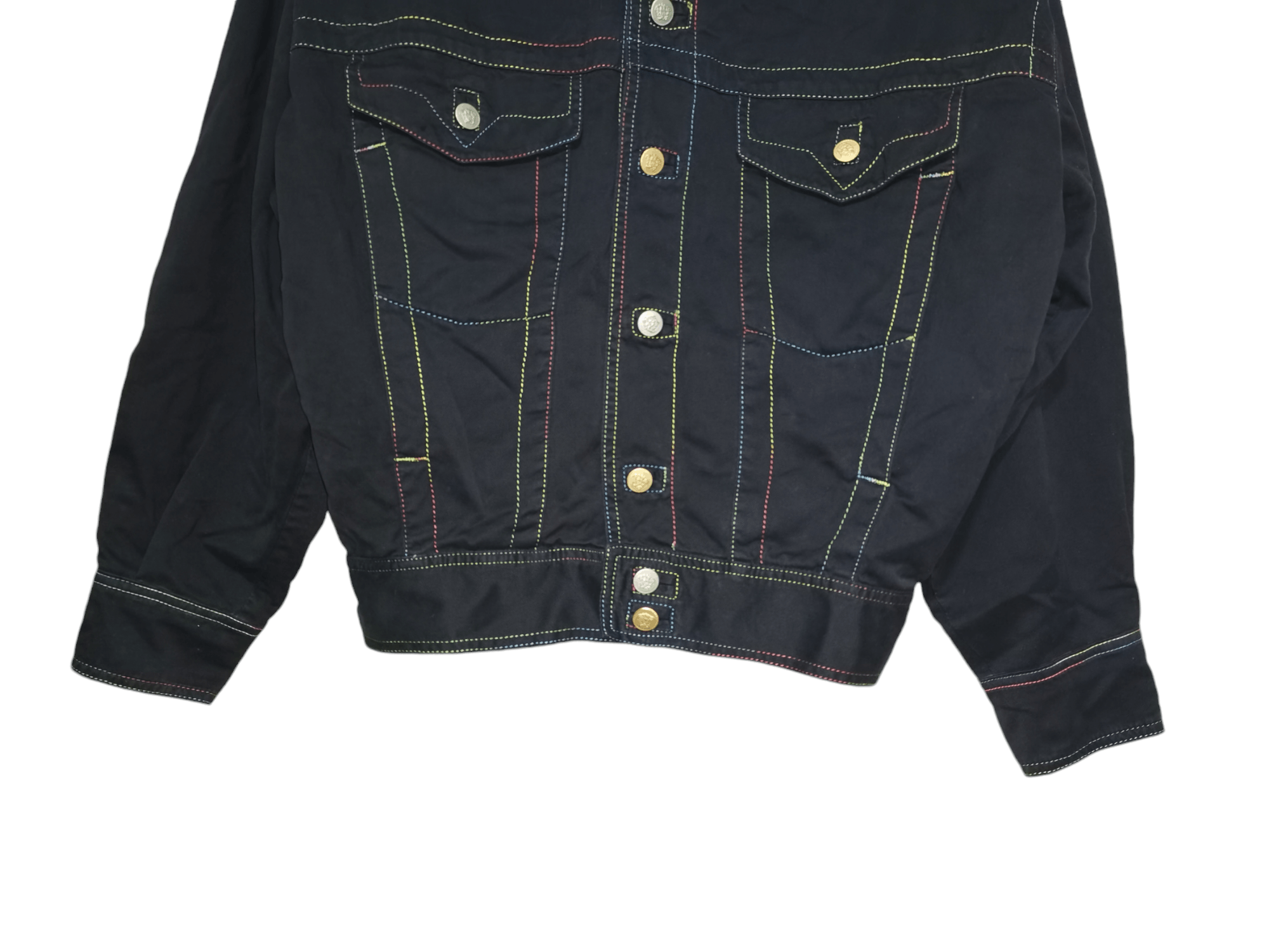 Versace × Versace Jeans Couture × Vintage Versace rainbow contrast stitching denim jacket y2k vintage Size US XS / EU 42 / 0 - 11 Thumbnail