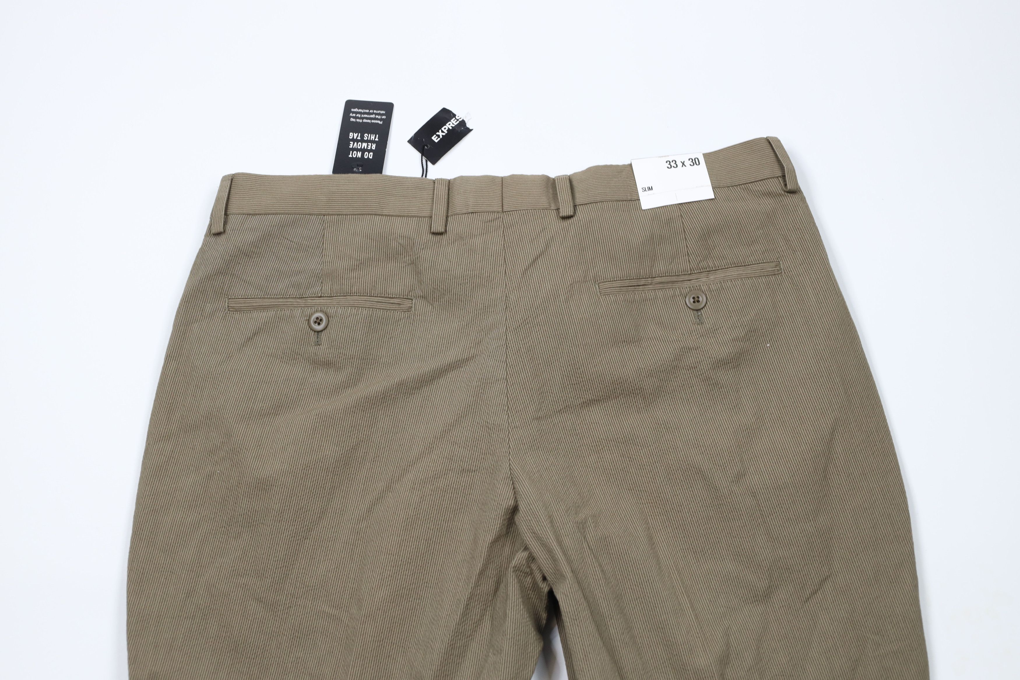 Express × Vintage New Express Pinstriped Straight Leg Chino Pants Brown Cotton Size US 33 - 11 Thumbnail