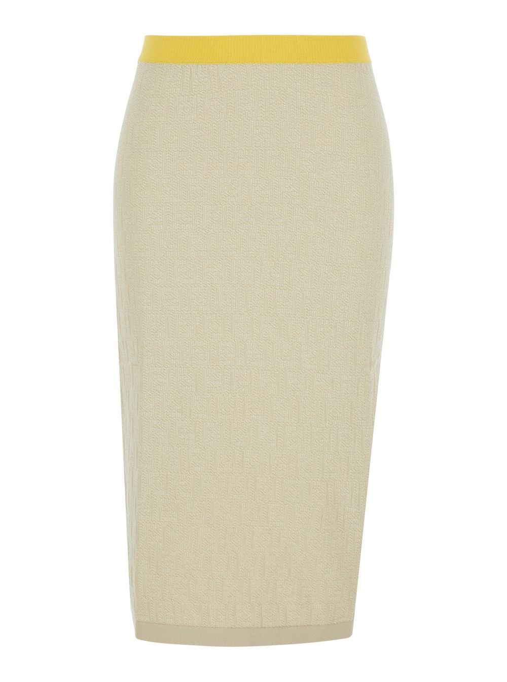 Fendi Beige Midi Skirt with FF Motif in Cotton for Women Size 28" / US 6 / IT 42 - 1 Thumbnail