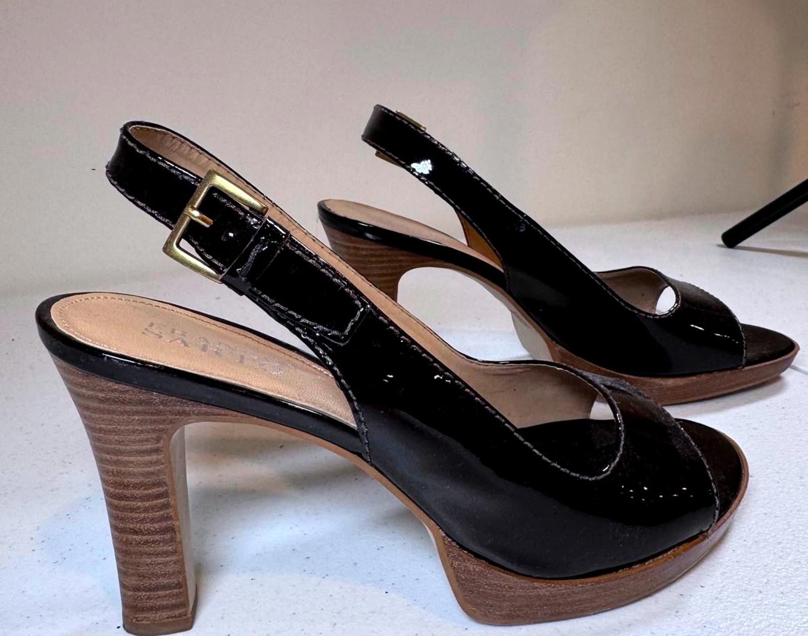 Designer Franco Sarto Brown Patent Leather Slingback Heels Size US 10 / IT 40 - 2 Thumbnail