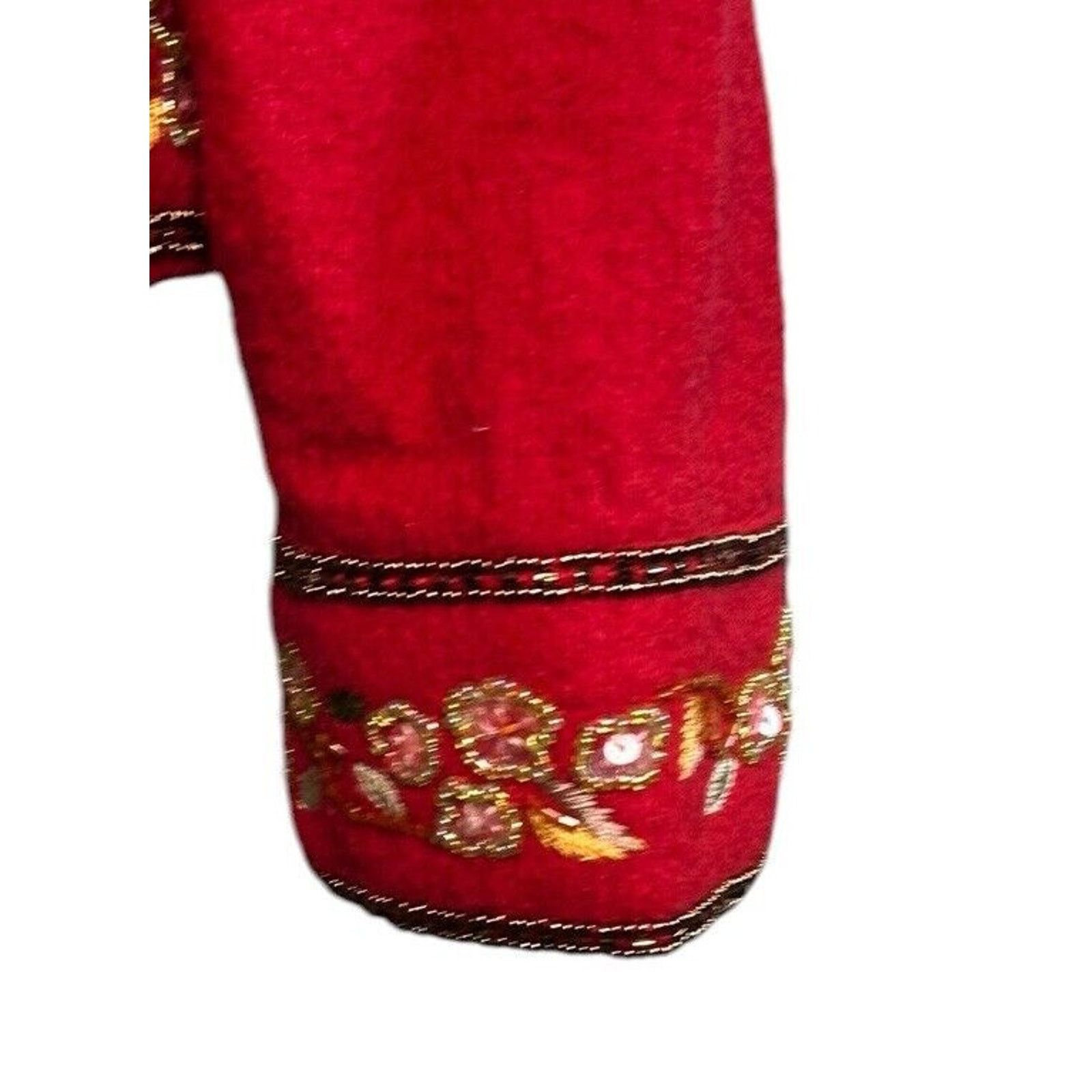 Other Vintage Talbots Red Boiled Wool Sweater Jacket Beaded Sz PL Size L / US 10 / IT 46 - 4 Thumbnail