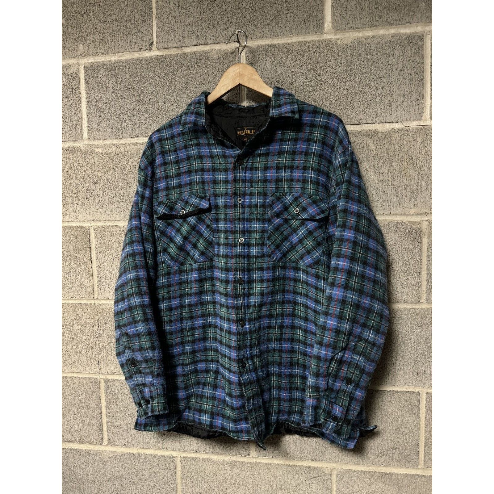 Vintage 90s Faded Blue Plaid Quilted Lined Skater Flannel ERD Grunge Size US L / EU 52-54 / 3 - 3 Thumbnail