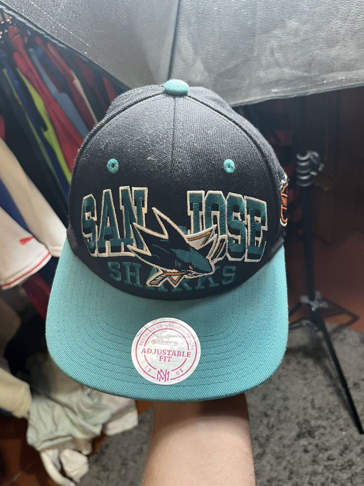 NHL SAN JOSE SHARKS NHL HOCKEY FAN PROMO CAP MICHELL&NESS Size ONE SIZE - 2 Thumbnail