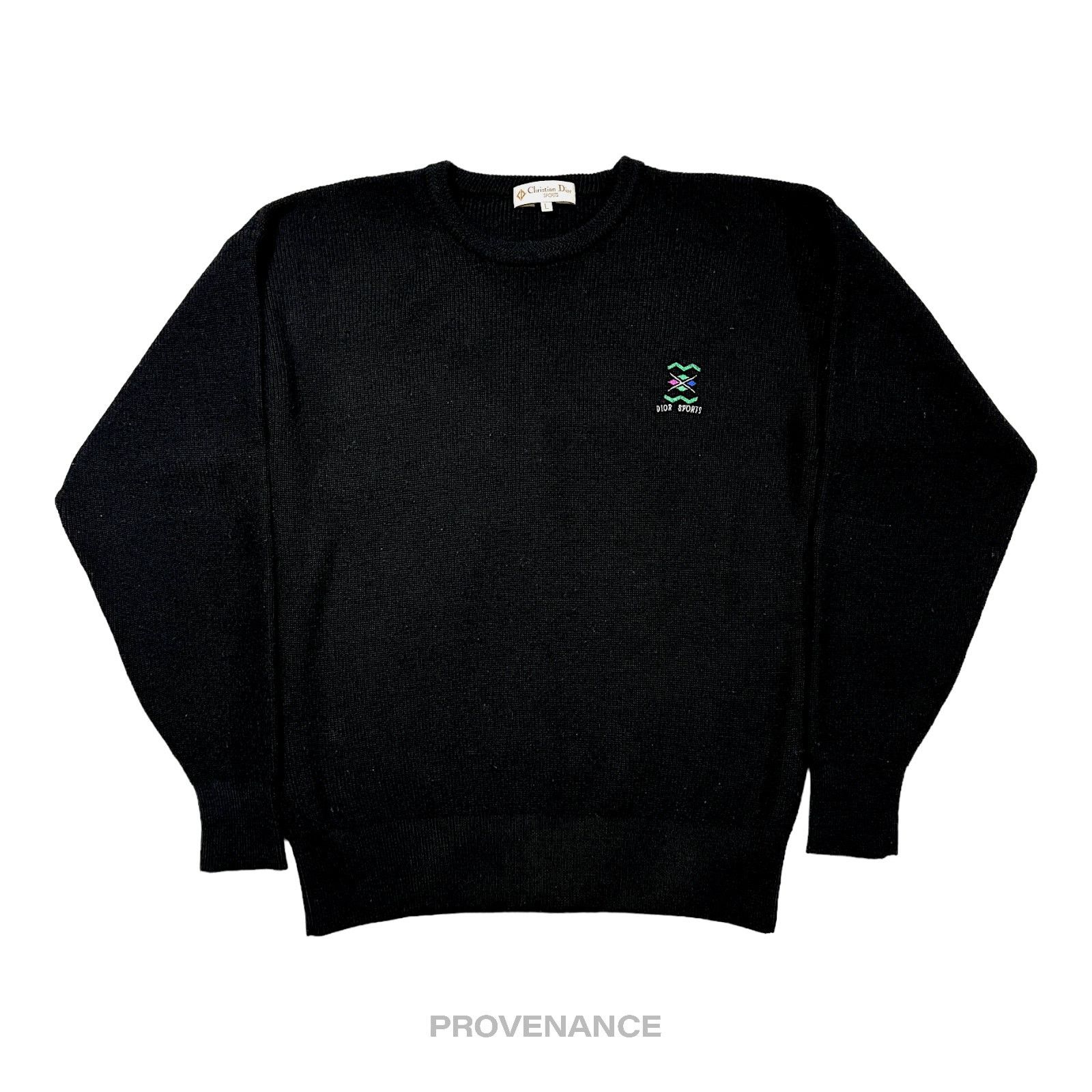 Dior 🔴 Christian Dior Sports Crewneck Wool Sweatshirt - Black L Size US L / EU 52-54 / 3 - 1 Thumbnail