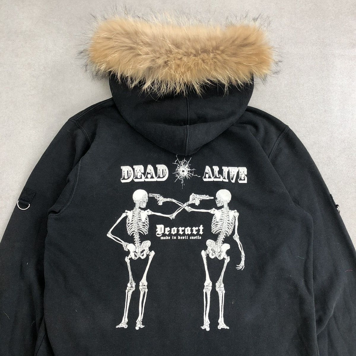 If Six Was Nine 2000s Deoart Skulls Dead Alive Punk Gothic Fur Zip Hoodie Size US L / EU 52-54 / 3 - 16 Thumbnail