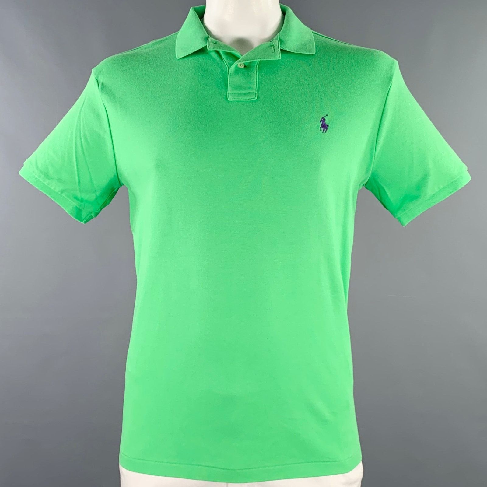 Size L Lime Green Cotton Half Placket Polo