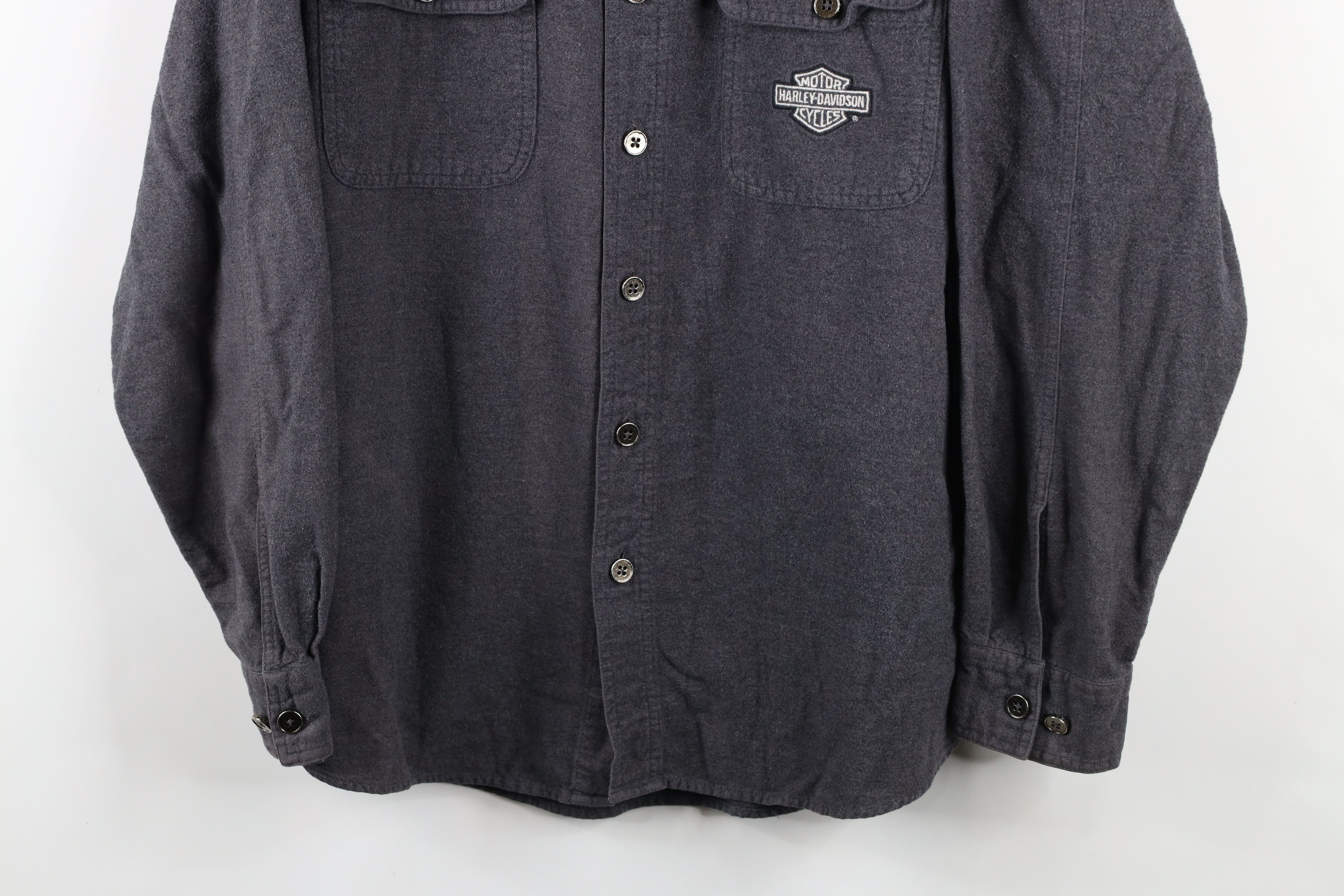 Harley Davidson × Vintage Vintage Harley Davidson Flannel Button Down Shirt Gray Size US XL / EU 56 / 4 - 3 Thumbnail