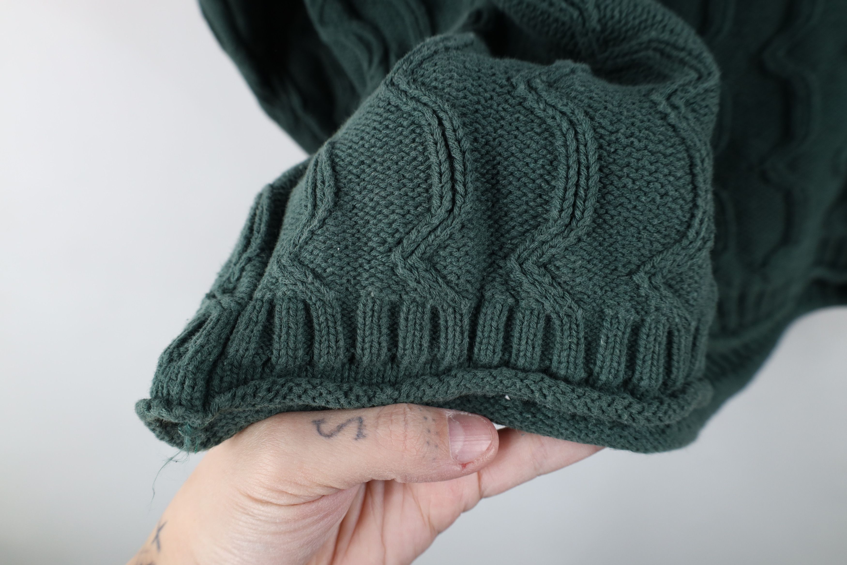 Esprit Vintage 90s Esprit Babydoll Marled Knit Sweater Green Cotton Size L / US 10 / IT 46 - 9 Thumbnail