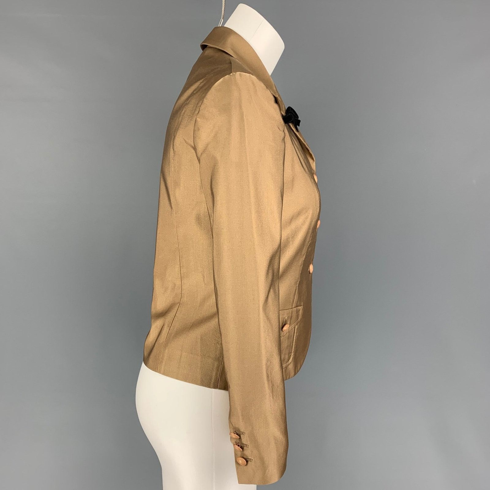 Prada PRADA Size 6 Copper Wool Silk Single Breasted Jacket Blazer Size M / US 6-8 / IT 42-44 - 2 Thumbnail