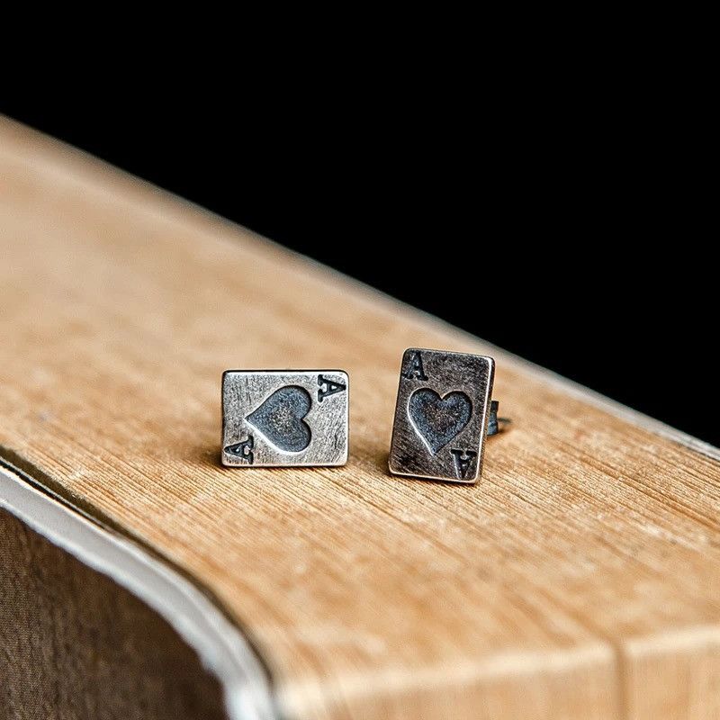 Jewelry Tiny Ace Spades Stud Earrings 925 Sterling Ear Charms Gift Size ONE SIZE - 1 Thumbnail