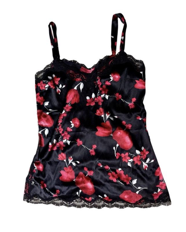 White House Black Market White House Black Market Silk & Lace Camisole Black & Pink Size M / US 6-8 / IT 42-44 - 1 Thumbnail