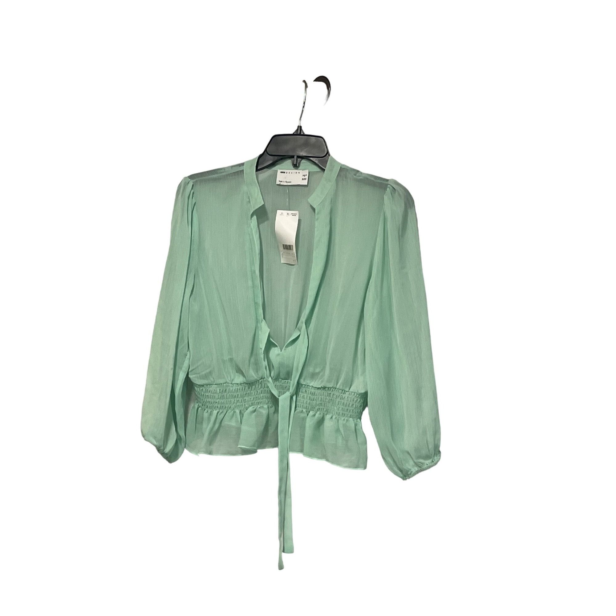 Other Asos Design Shirred Waist Sheer Long Sleeve Blouse, Mint gre Size M / US 6-8 / IT 42-44 - 10 Thumbnail