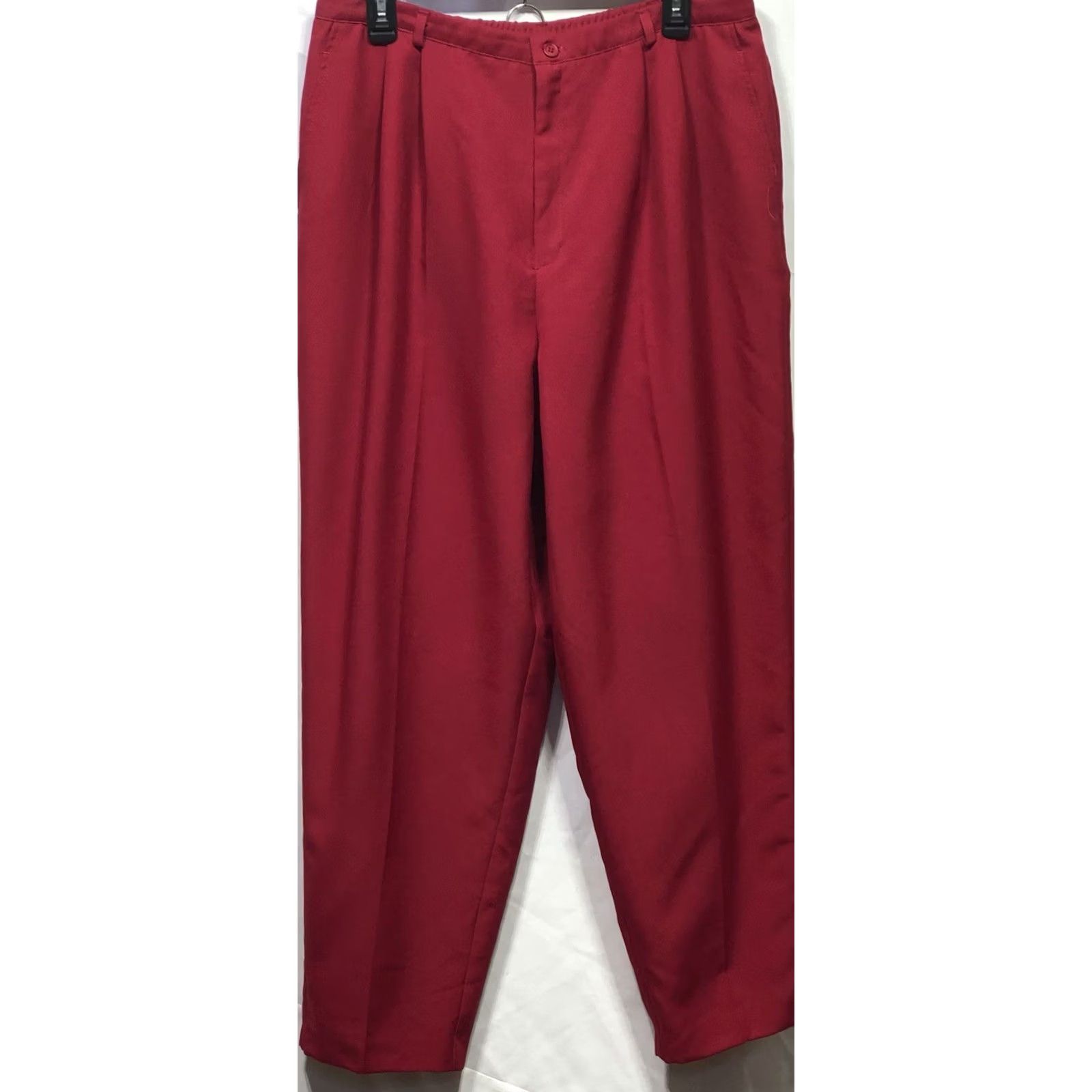 Vintage Liz Baker Dress Pants Slacks 18 Red Pleat Front 34"W High Rise Straight Leg Size 40" / US 18 - 5 Thumbnail