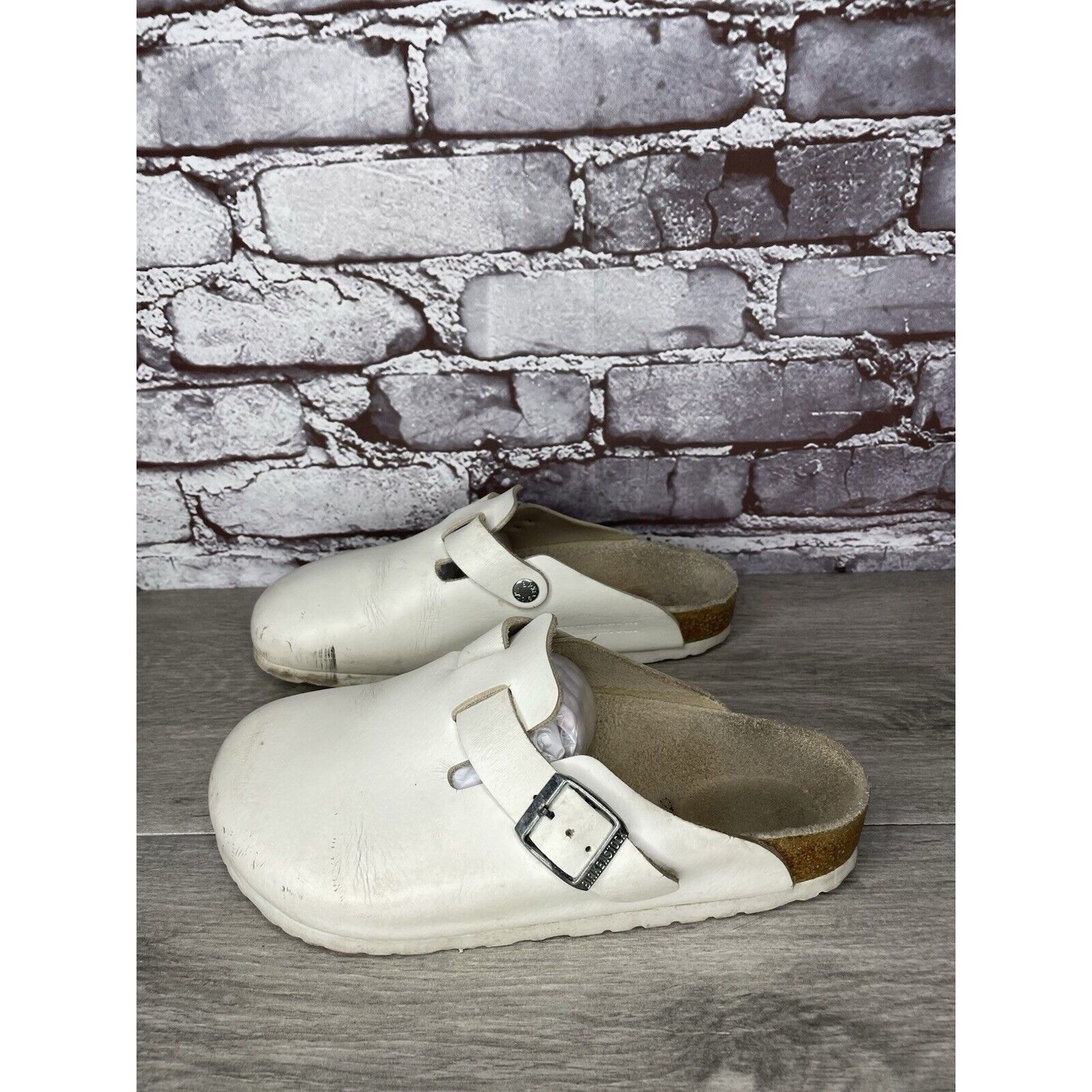 Birkenstock Birkenstock Boston White Leather Strap Slides Clogs Shoes Wo Size US 6.5 / IT 36.5 - 18 Thumbnail