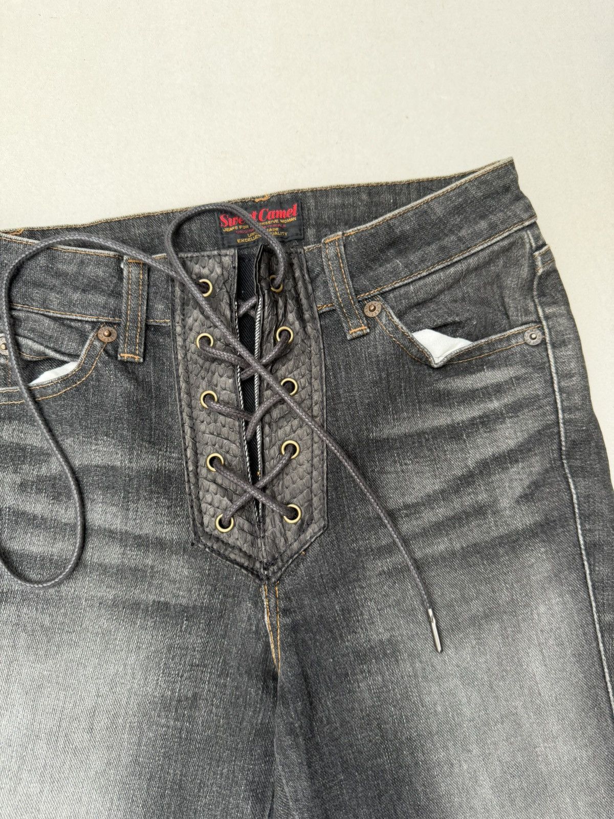 Japanese Brand Sweat camel lace up flare jeans Size US 26 / EU 42 - 3 Thumbnail