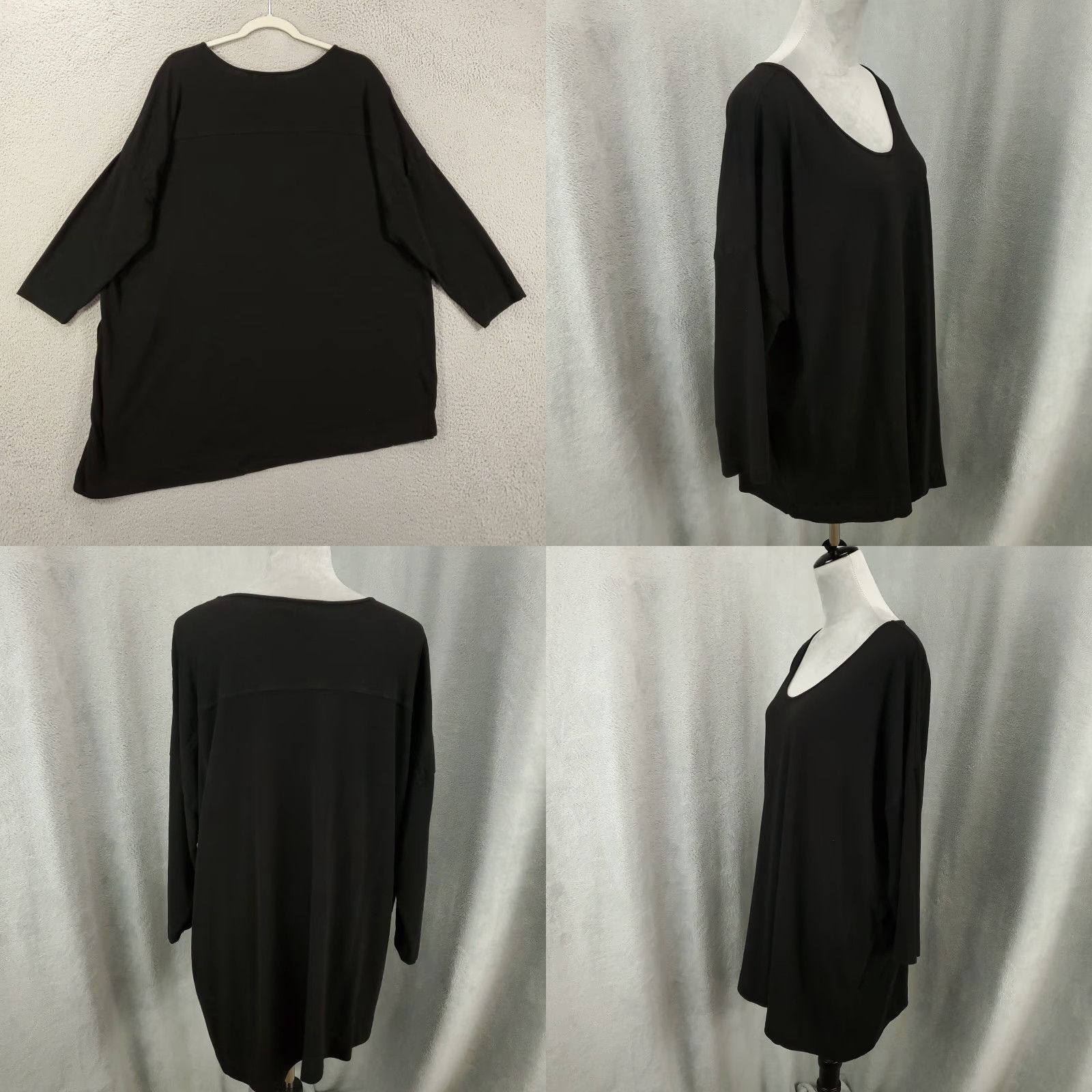Vintage Womens Black Top Size XL Asymmetric Hem Piper Drop Shoulder 3/4 Sleeve Blouse Size XL / US 12-14 / IT 48-50 - 8 Thumbnail