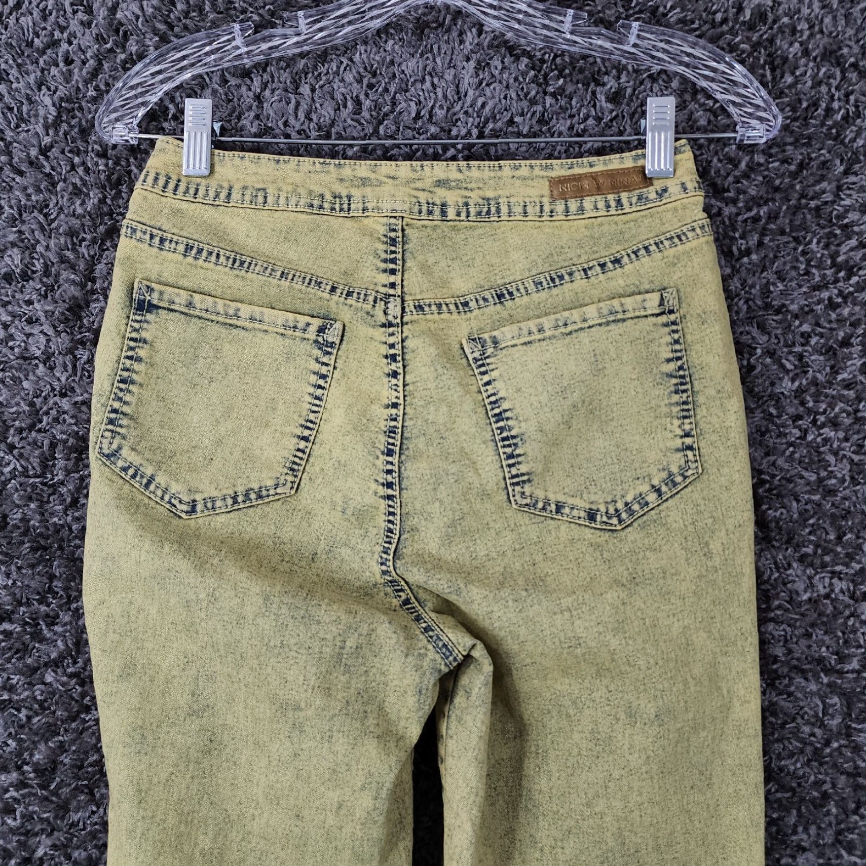 Vintage NICKI MINAJ Womens Jeans Jegging Yellow Acid Wash Stretch Curvy Size 8 26" W 27" Inseam Womens Size 30" / US 8 / IT 44 - 7 Thumbnail