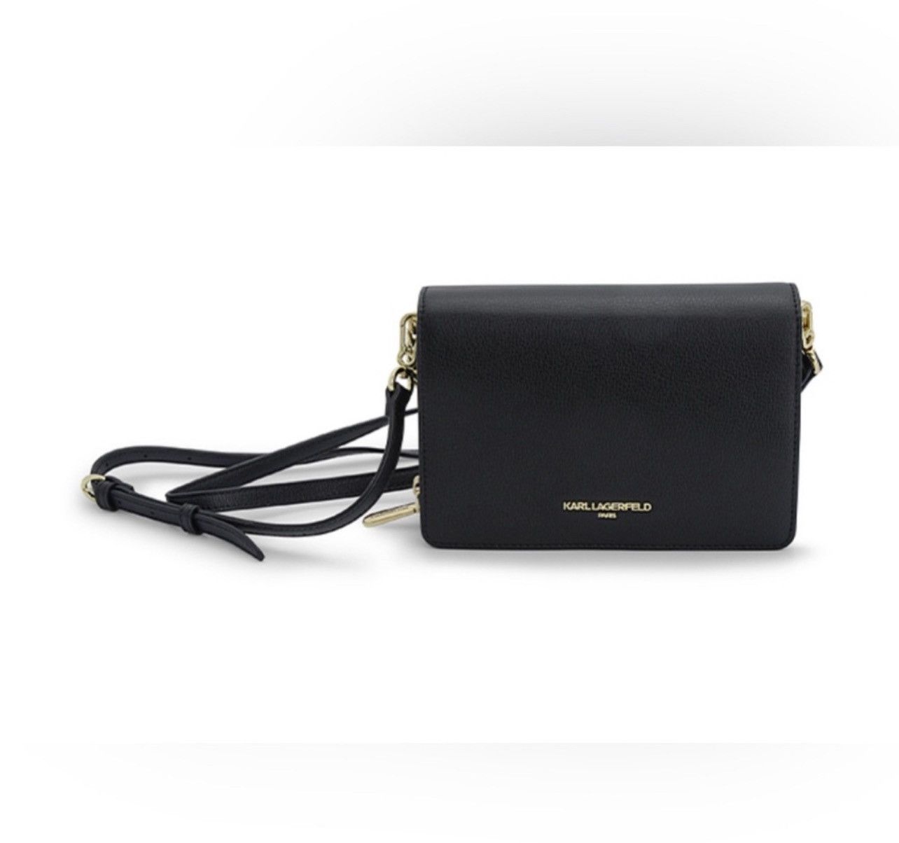 Karl Lagerfeld Karl Lagerfeld Simone Black & Gold Leather Crossbody Bag Size ONE SIZE - 1 Thumbnail