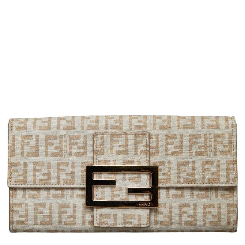 Fendi Fendi Fendi Zucchino Long Wallet Beige PVC Leather Canvas Long Wallet in Very Good Condition Size ONE SIZE - 1 Thumbnail