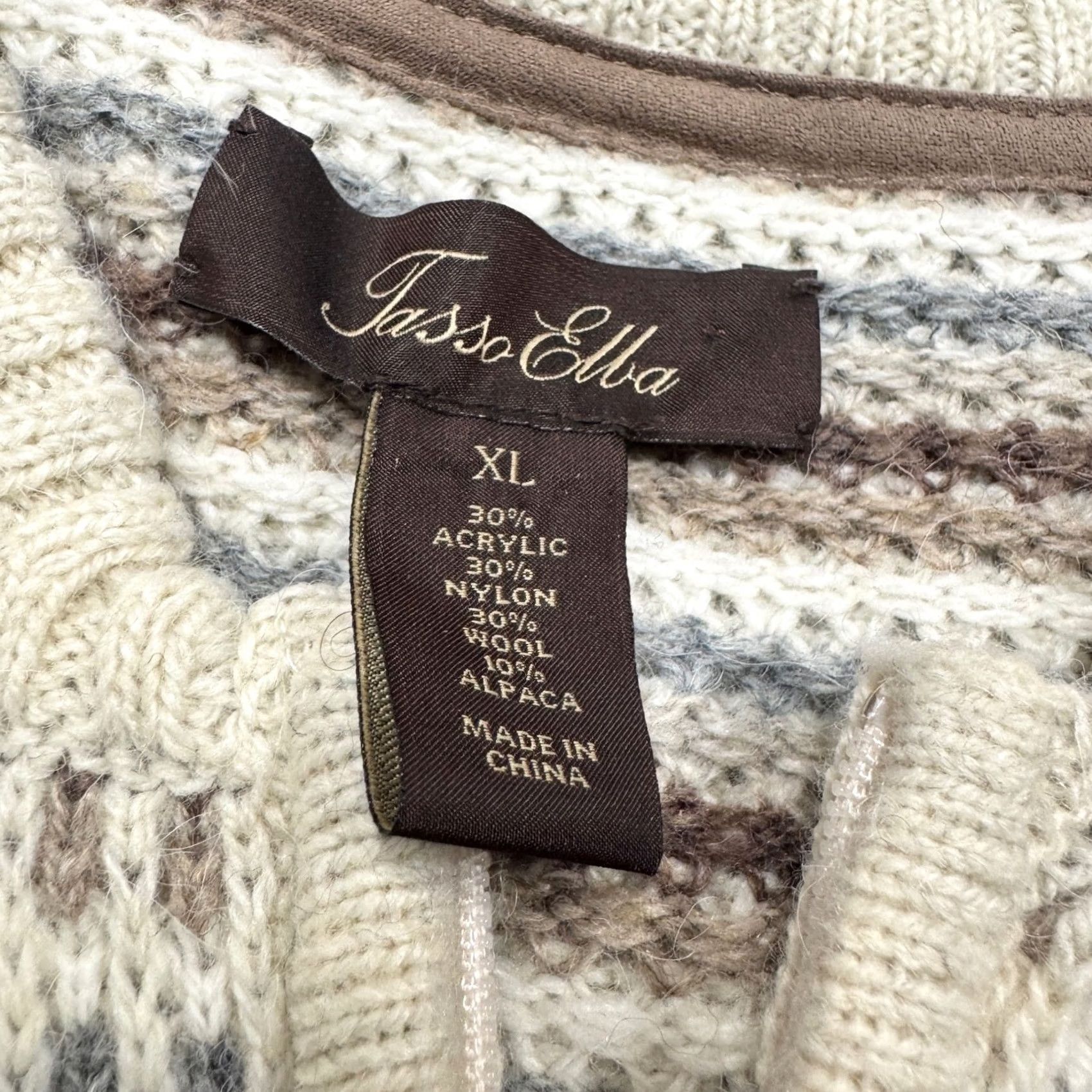 Tasso Elba Tasso Elba Sweater Shirt XL Mens Pullover Multicolor Knitted Quarter Zip Striped Elbow Patch Cotton Acrylic Size US XL / EU 56 / 4 - 4 Thumbnail
