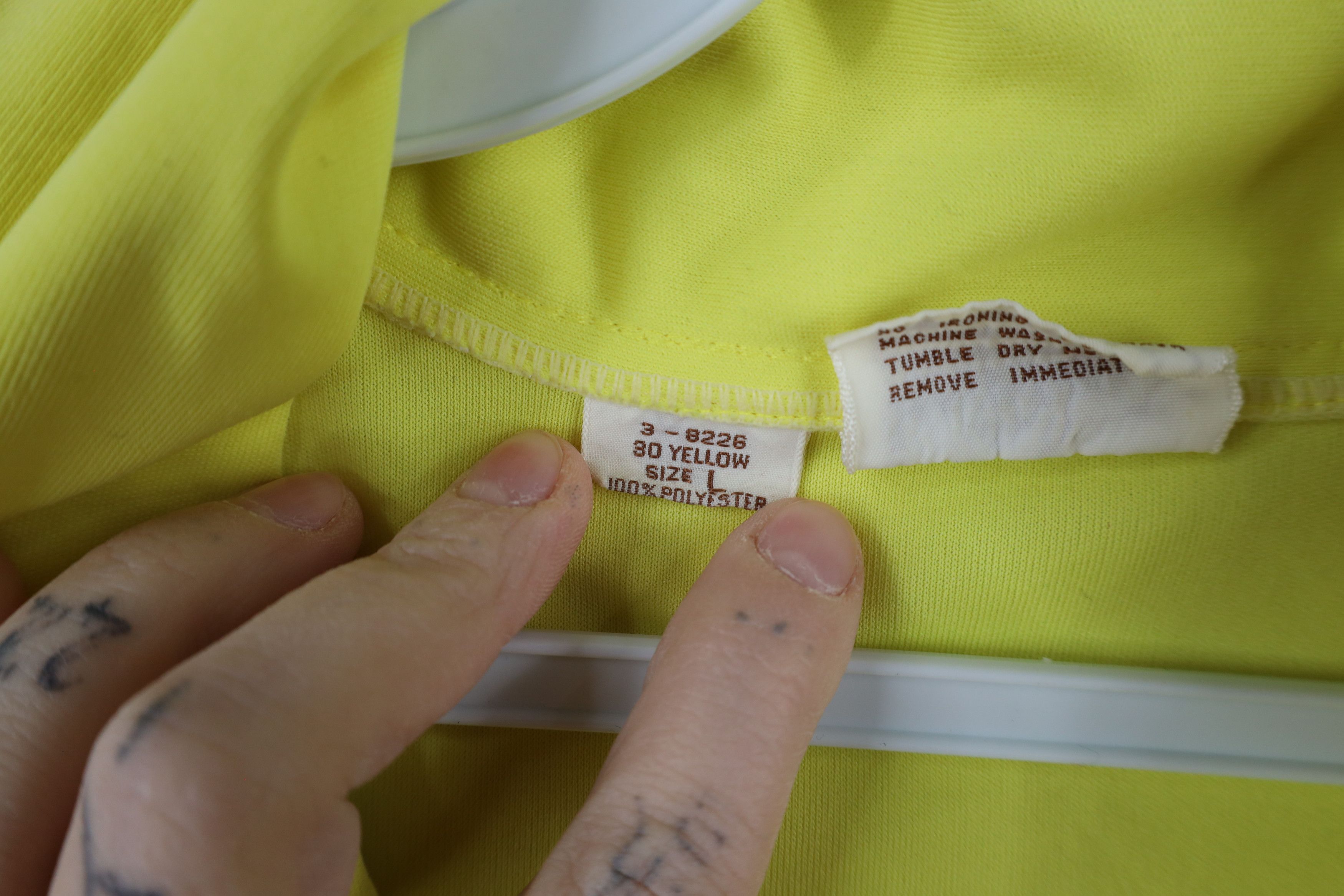 Vintage Vintage 70s Streetwear Blank Collared Polo Shirt Yellow Size US L / EU 52-54 / 3 - 7 Thumbnail