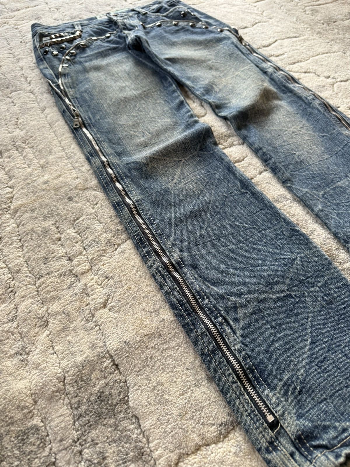 Le Grande Bleu (L.G.B.) T.S.H.H Japan Avant Garde Studded Zipper Denim Jeans Size US 28 / EU 44 - 7 Thumbnail