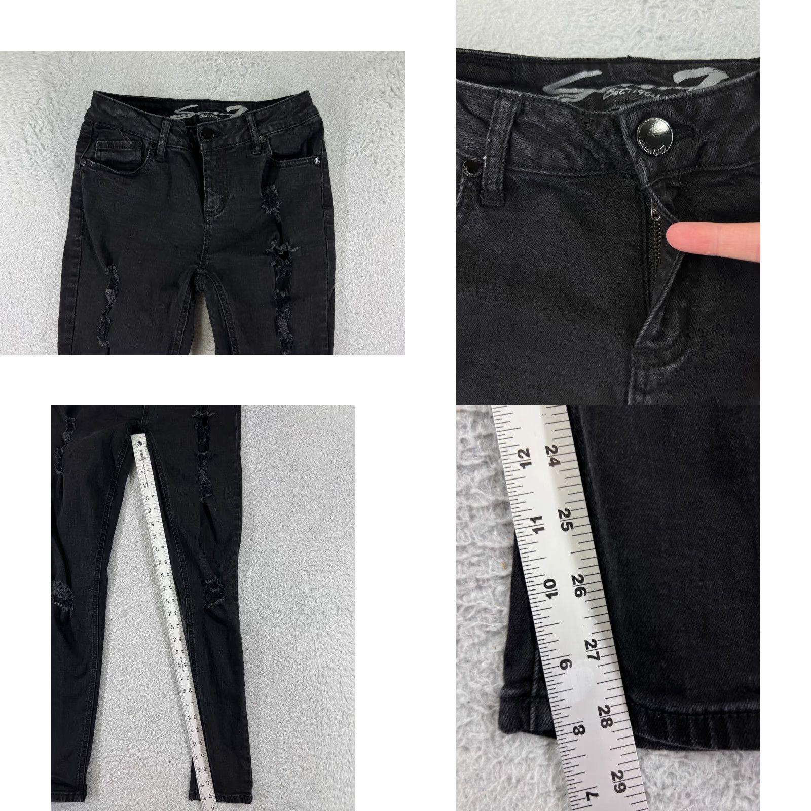 Vintage Seven7 Jeans Womens Black Denim Skinny Mid Rise 4 Size 27" / US 4 / IT 40 - 8 Thumbnail