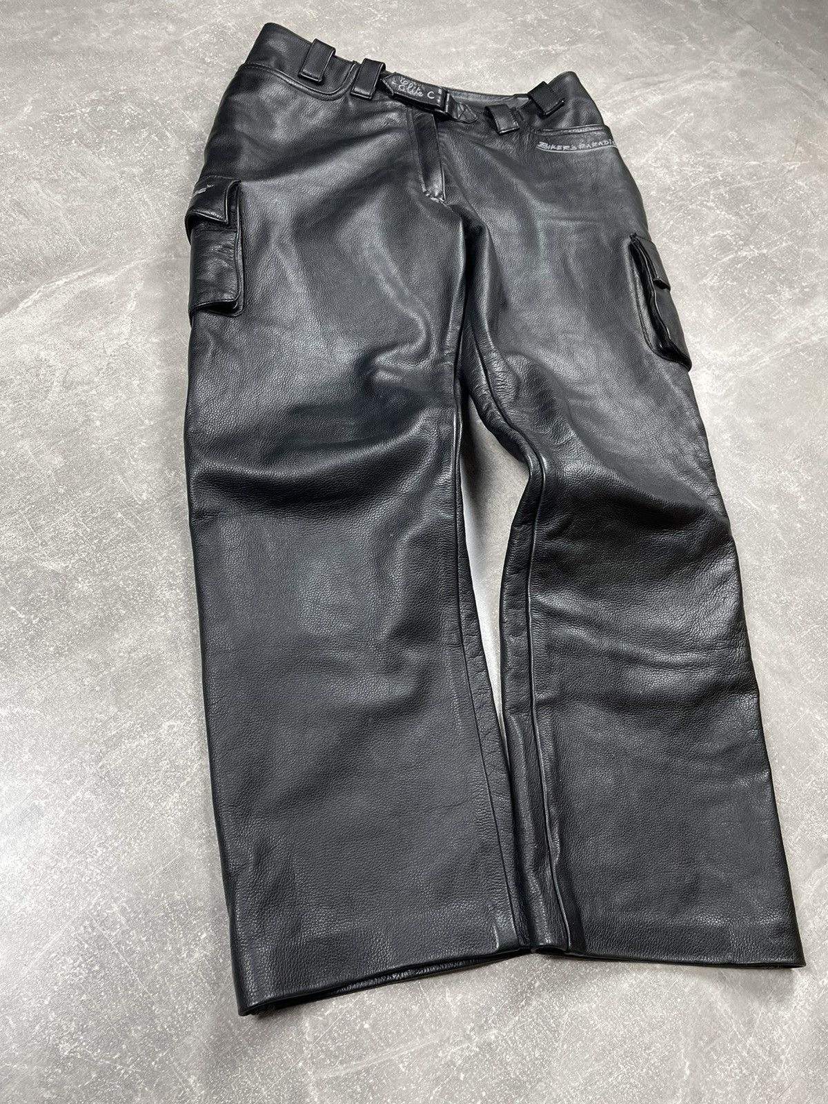 Genuine Leather × Vintage Awesome Vintage Avant Garde Y2K Leather Black Biker Pants Size US 32 / EU 48 - 5 Thumbnail