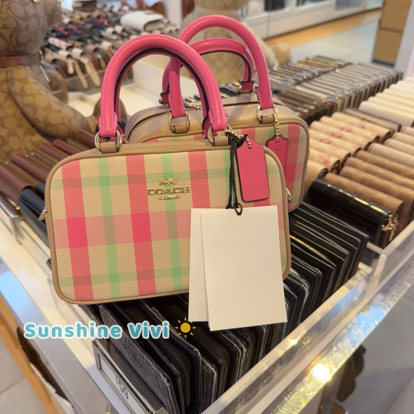 Coach NWT COACH Satchel Crossbody Bag With Plaid Gold/Pink cbi90 Size ONE SIZE - 1 Thumbnail