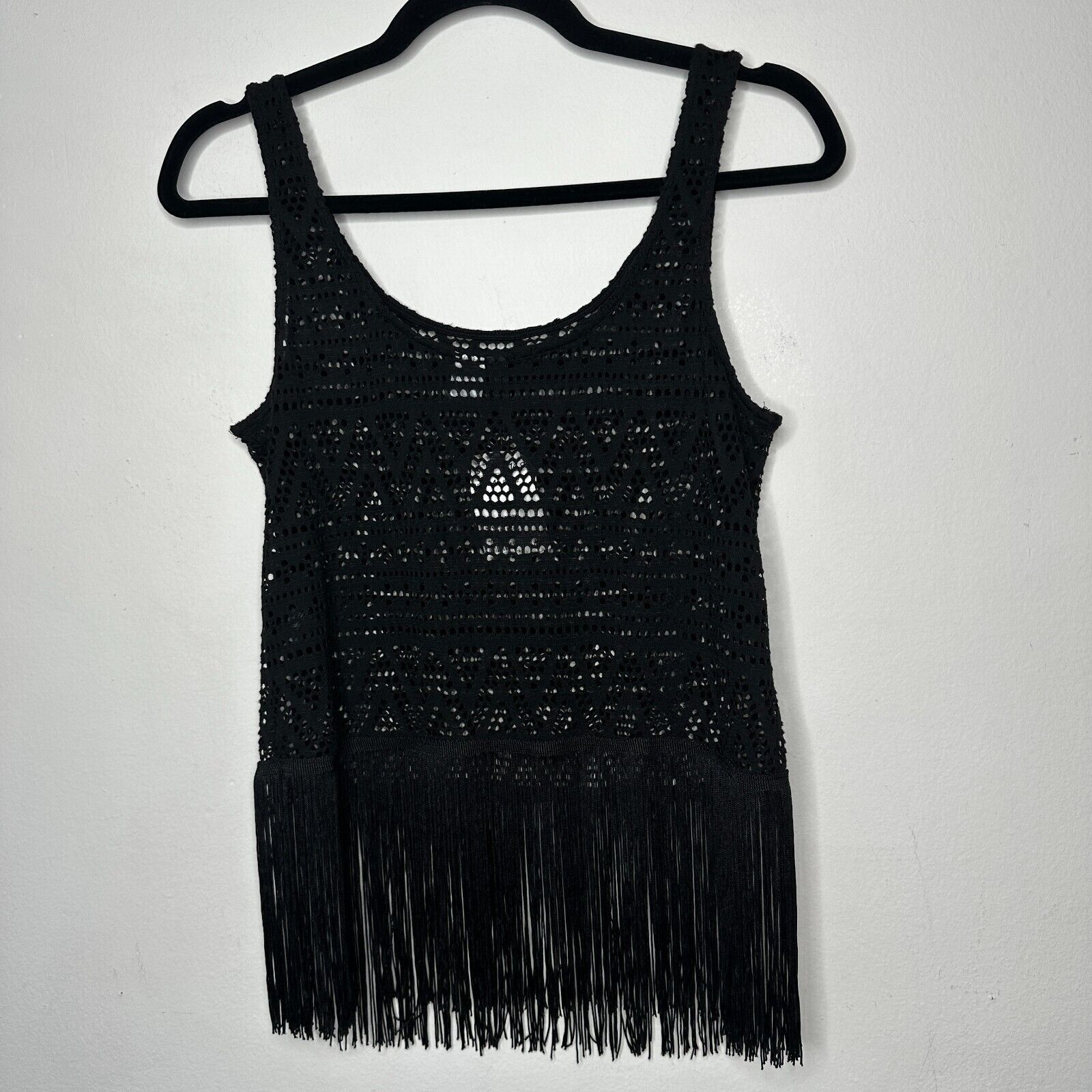 Divided NWT Divided H&M Black Crochet Tank Fringe Hem Sleeveless 4 Size S / US 4 / IT 40 - 7 Thumbnail