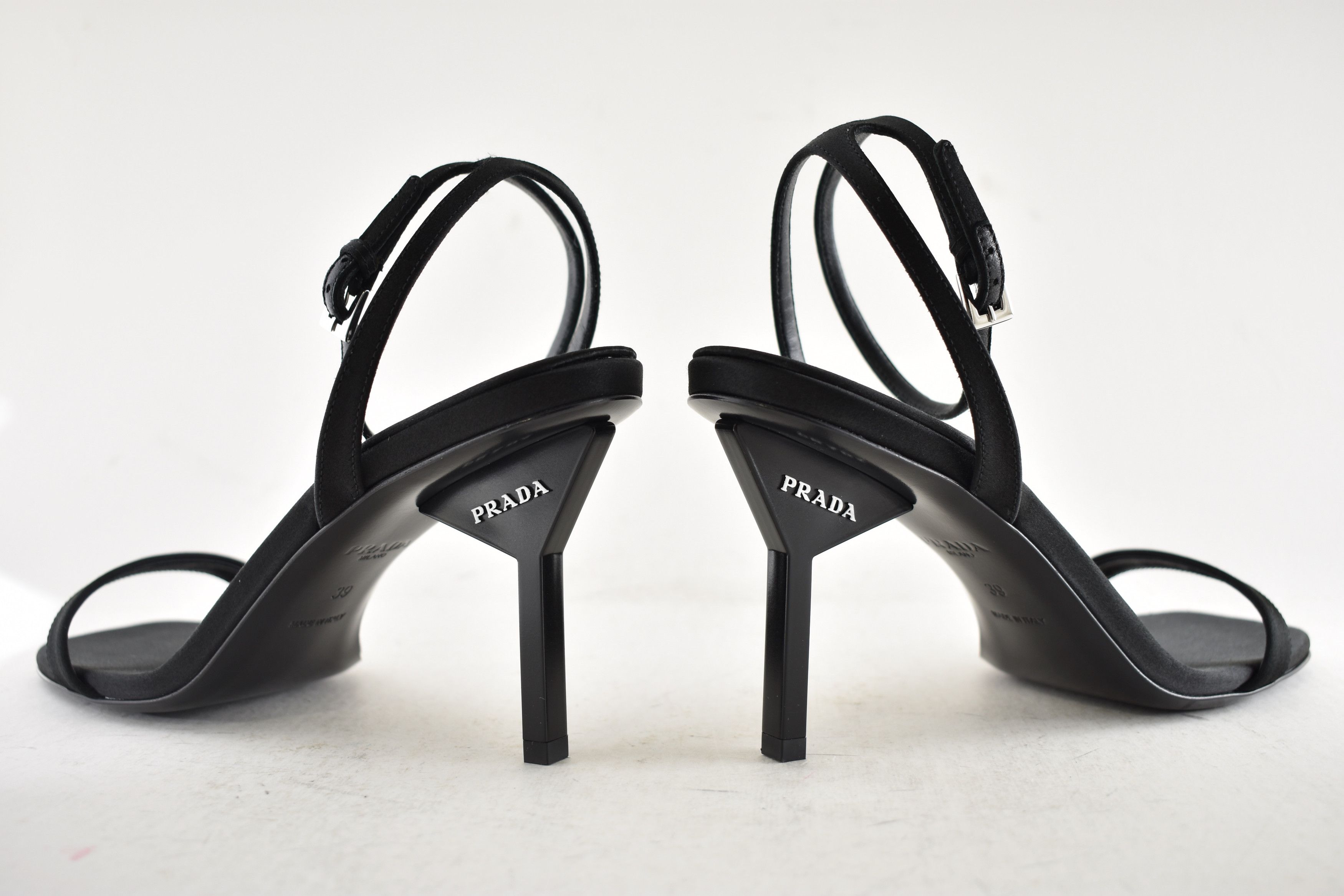 Prada Prada 85mm Satin Geometric Heel Ankle Strap Sandal Pump 39 Size US 9 / IT 39 - 18 Thumbnail