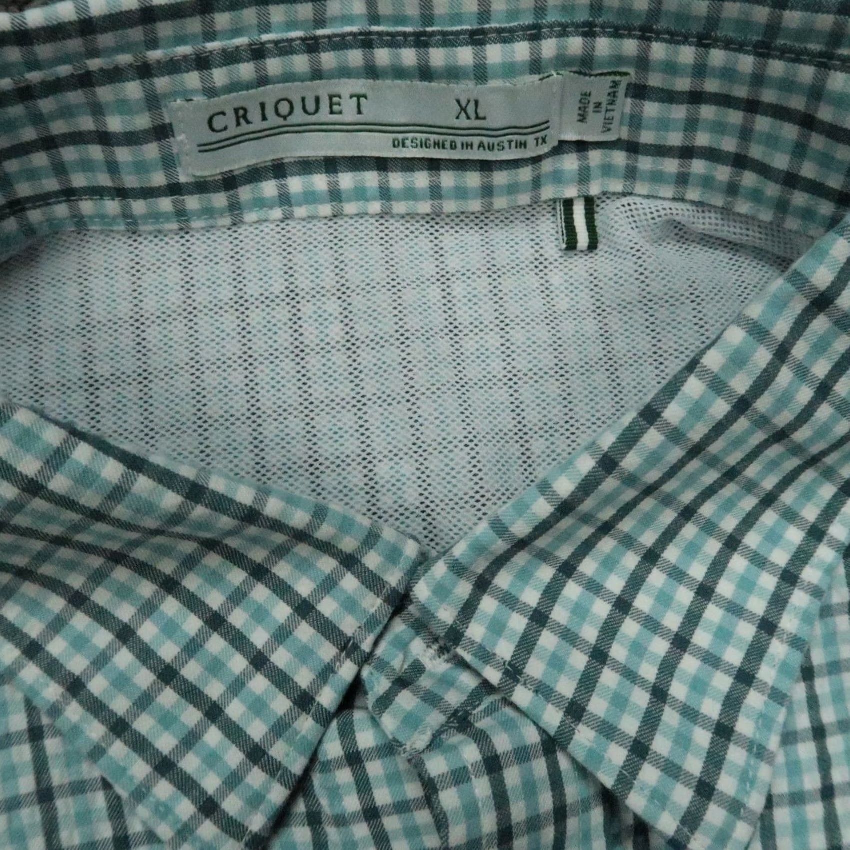 Vintage Criquet Shirt Mens XL Blue White Plaid Short Sleeve Button-Up Seersucker Casual Workwear Menswear Size US XL / EU 56 / 4 - 3 Thumbnail