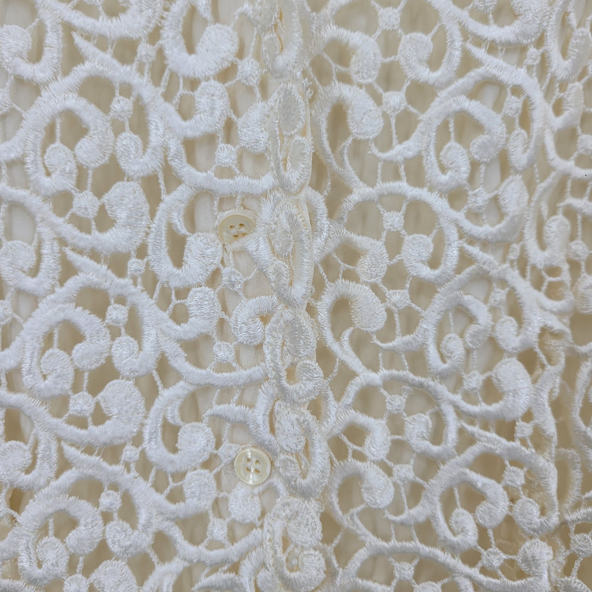 Vintage Vtg Ivory Lace Vest Sz M Button Front Sheer Tie Back Soft Gi Size M / US 6-8 / IT 42-44 - 2 Thumbnail