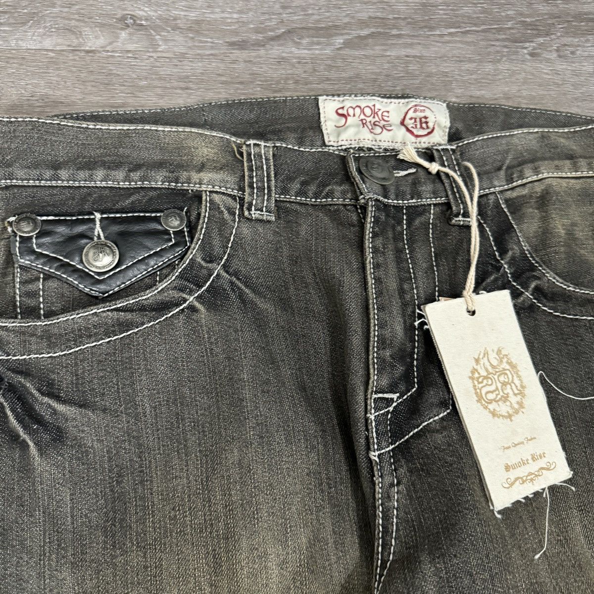 JNCO × Japanese Brand × Vintage Crazy Vintage y2k smoke rise embroidered baggy gothic jeans Size US 36 / EU 52 - 5 Thumbnail