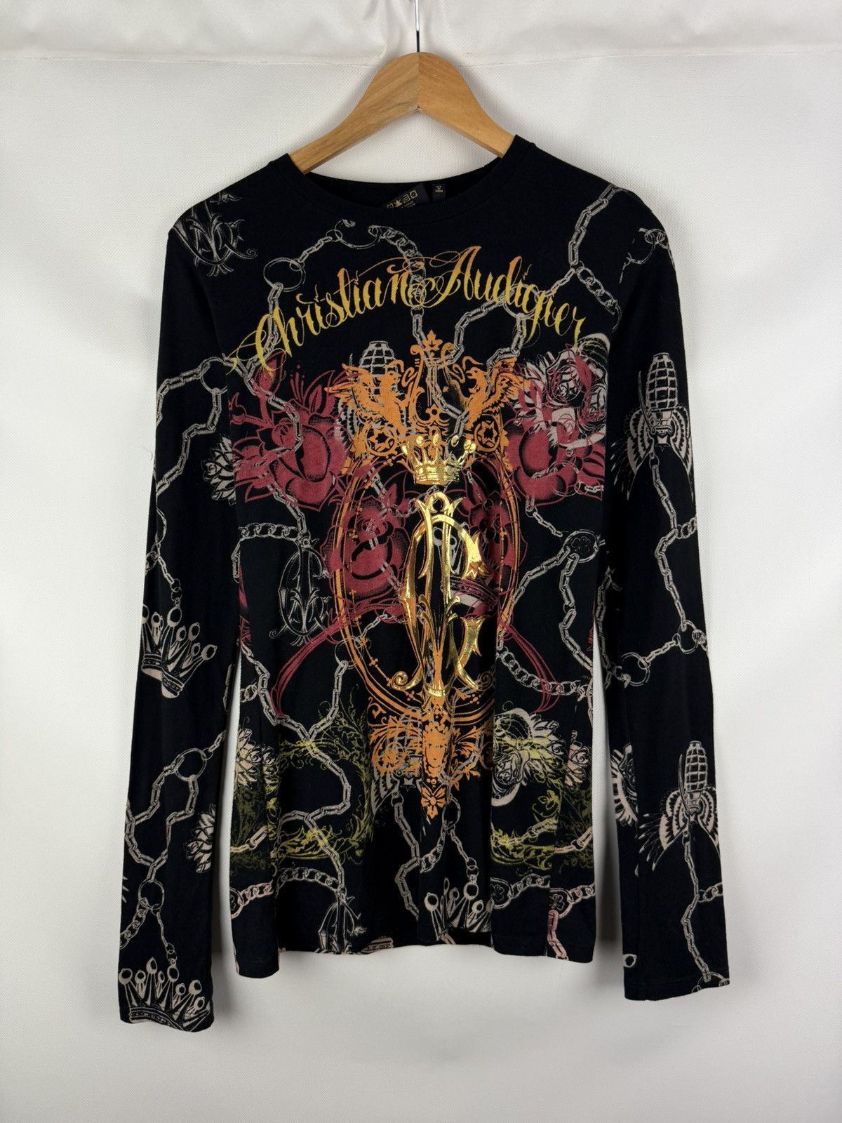 Christian Audigier Christian Audigier Y2K Overprinted Long Sleeve T Shirt Size L / US 10 / IT 46 - 1 Thumbnail