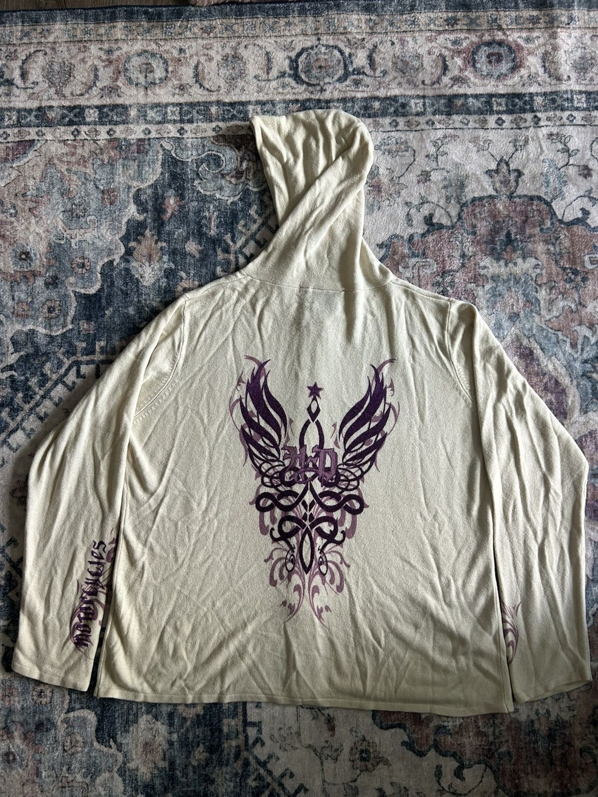 Harley Davidson Vintage Cream and purple hoodie Size M / US 6-8 / IT 42-44 - 2 Thumbnail