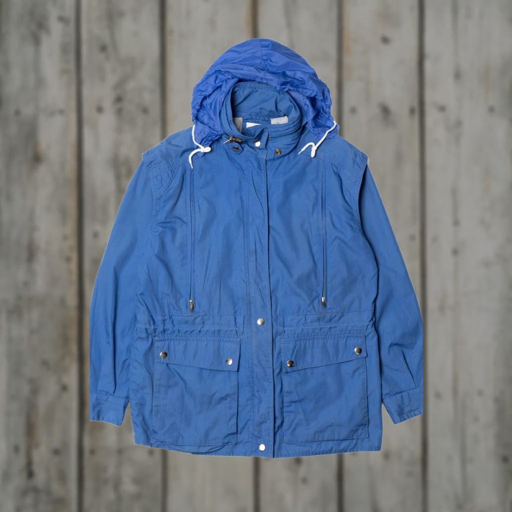 Vintage VINTAGE Henri Christian Large Blue Lightweight Jacket Mens with Concealed Hood Size US L / EU 52-54 / 3 - 1 Thumbnail