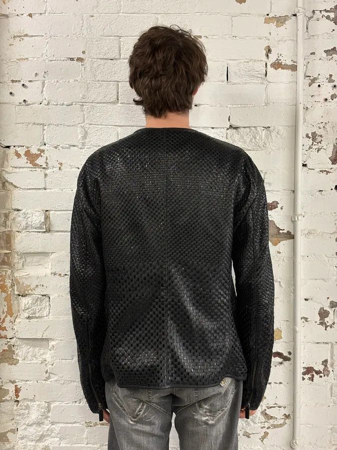 Emporio Armani SS2010 Emporio Armani Woven Gradient Black Leather Jacket Size US L / EU 52-54 / 3 - 3 Thumbnail