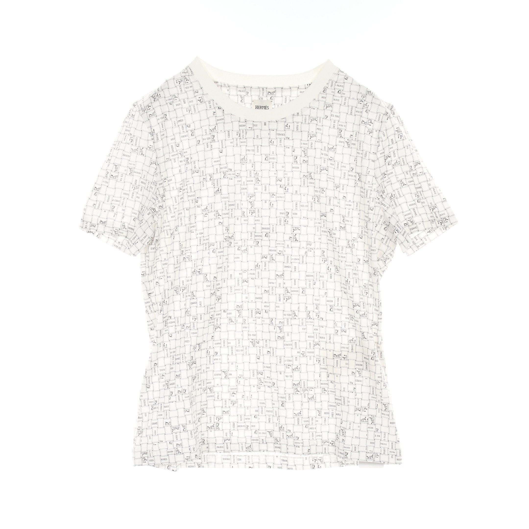 Hermes Hermes Micro T-Shirt Bolduc Check Cotton White Size ONE SIZE - 1 Thumbnail