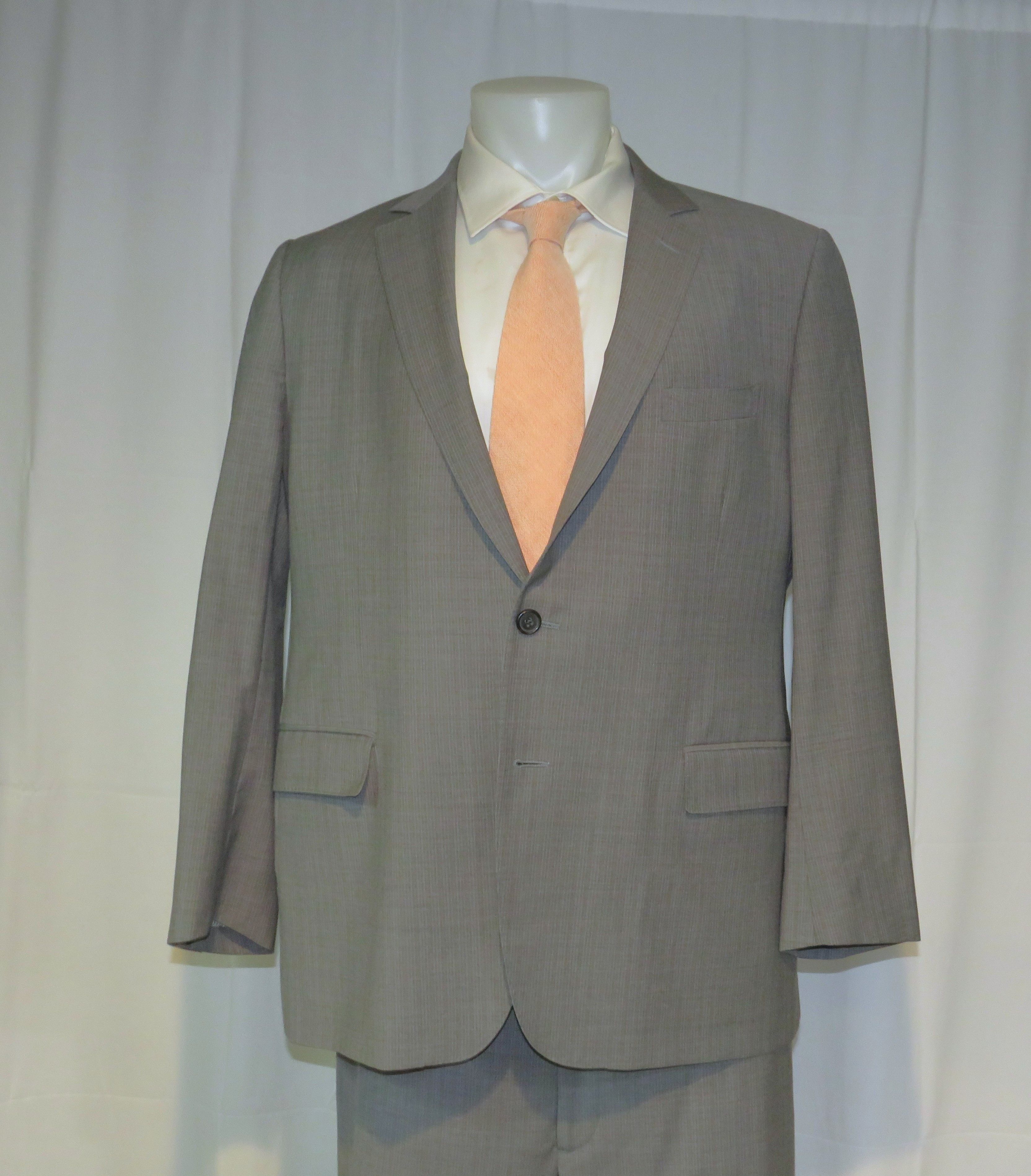 Brooks Brothers 1818 Fitzgerald Drago Gray Striped Two Button Suit 46R Size 46R - 3 Thumbnail