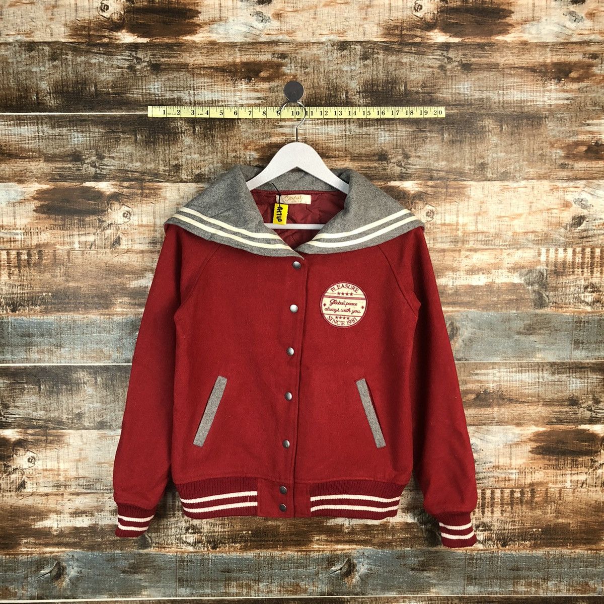 Japanese Brand Cate D Lard Red Bombers varsity Jacket #A1760 Size S / US 4 / IT 40 - 1 Thumbnail