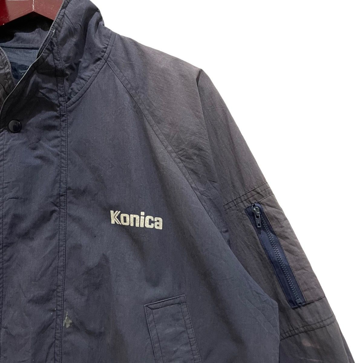 Japanese Brand × Vintage Vintage 80s Konica Spell Out Sunfaded Zipper Bomber Jacket Size US L / EU 52-54 / 3 - 4 Thumbnail
