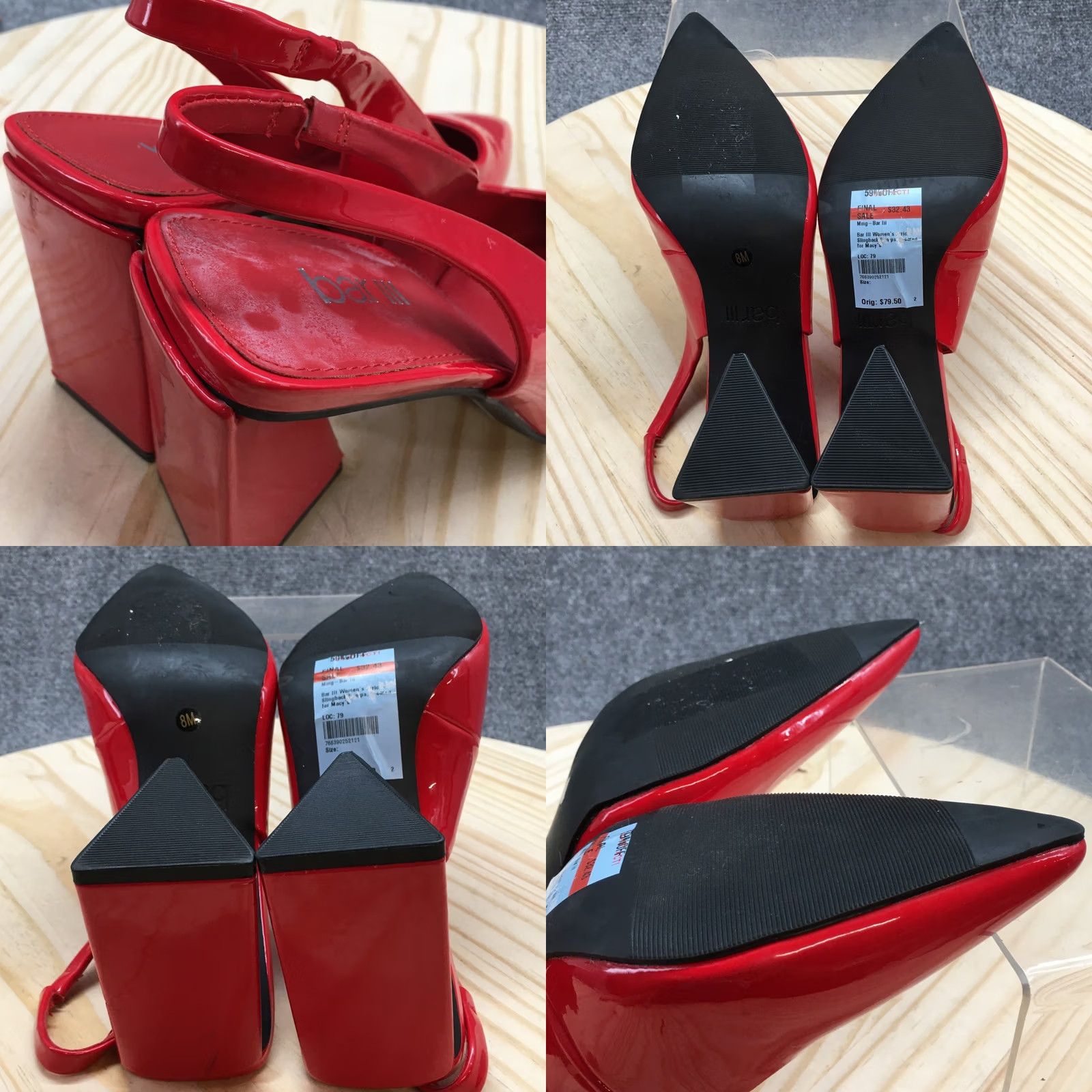 Bar III Bar III Sandals Womens 8 M Arrica Slingback Red Faux Leather Pointed Heels NEW Size US 8 / IT 38 - 9 Thumbnail