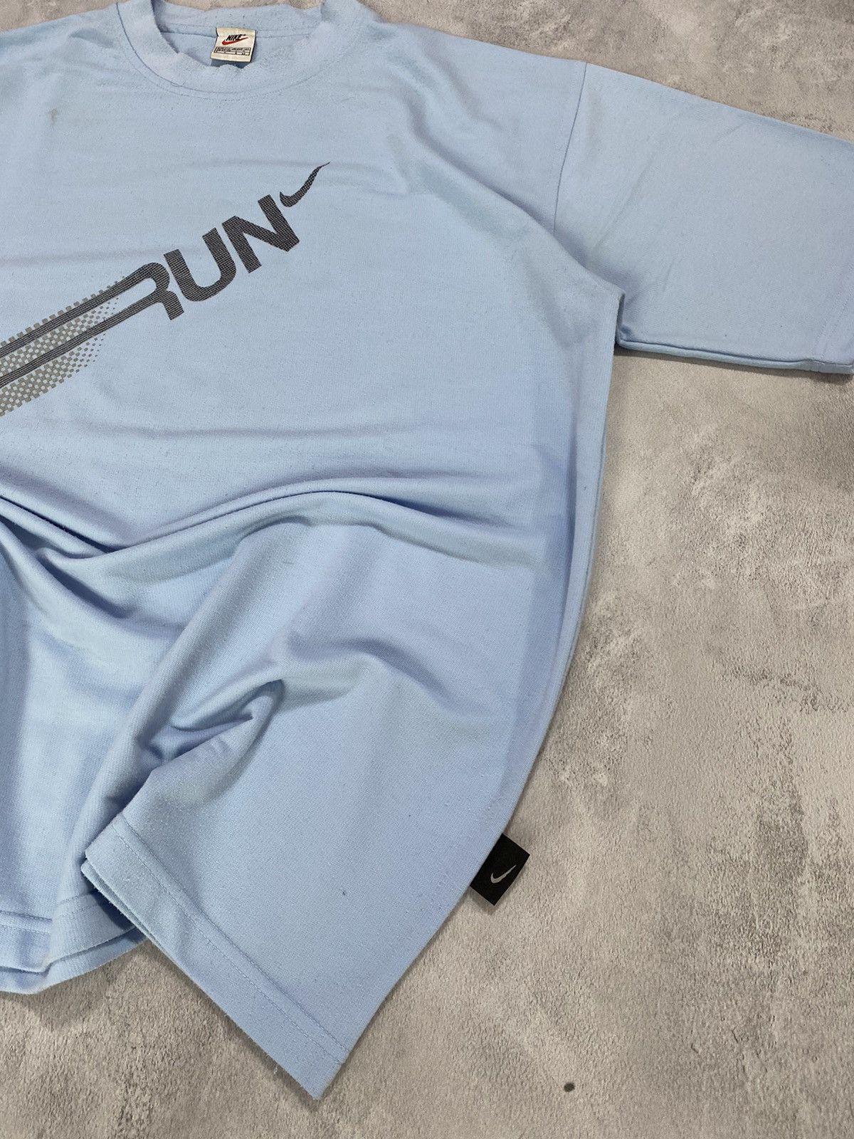 Nike × Vintage 🏙️ Vintage 90s T-Shirt Nike Big Logo RUN Size US XXL / EU 58 / 5 - 4 Thumbnail
