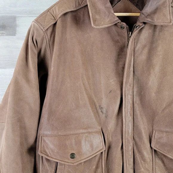 Roundtree & Yorke × Vintage Vintage Roundtree & York Brown Leather Flight Bomber Jacket Size US L / EU 52-54 / 3 - 4 Thumbnail