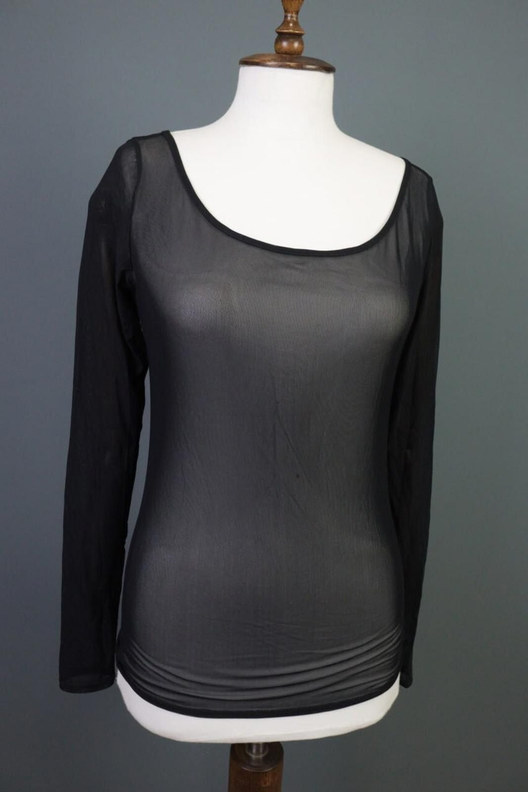 Designer Sarah Pacini Black Mesh Stretch Top Blouse Size S Size M / US 6-8 / IT 42-44 - 5 Thumbnail