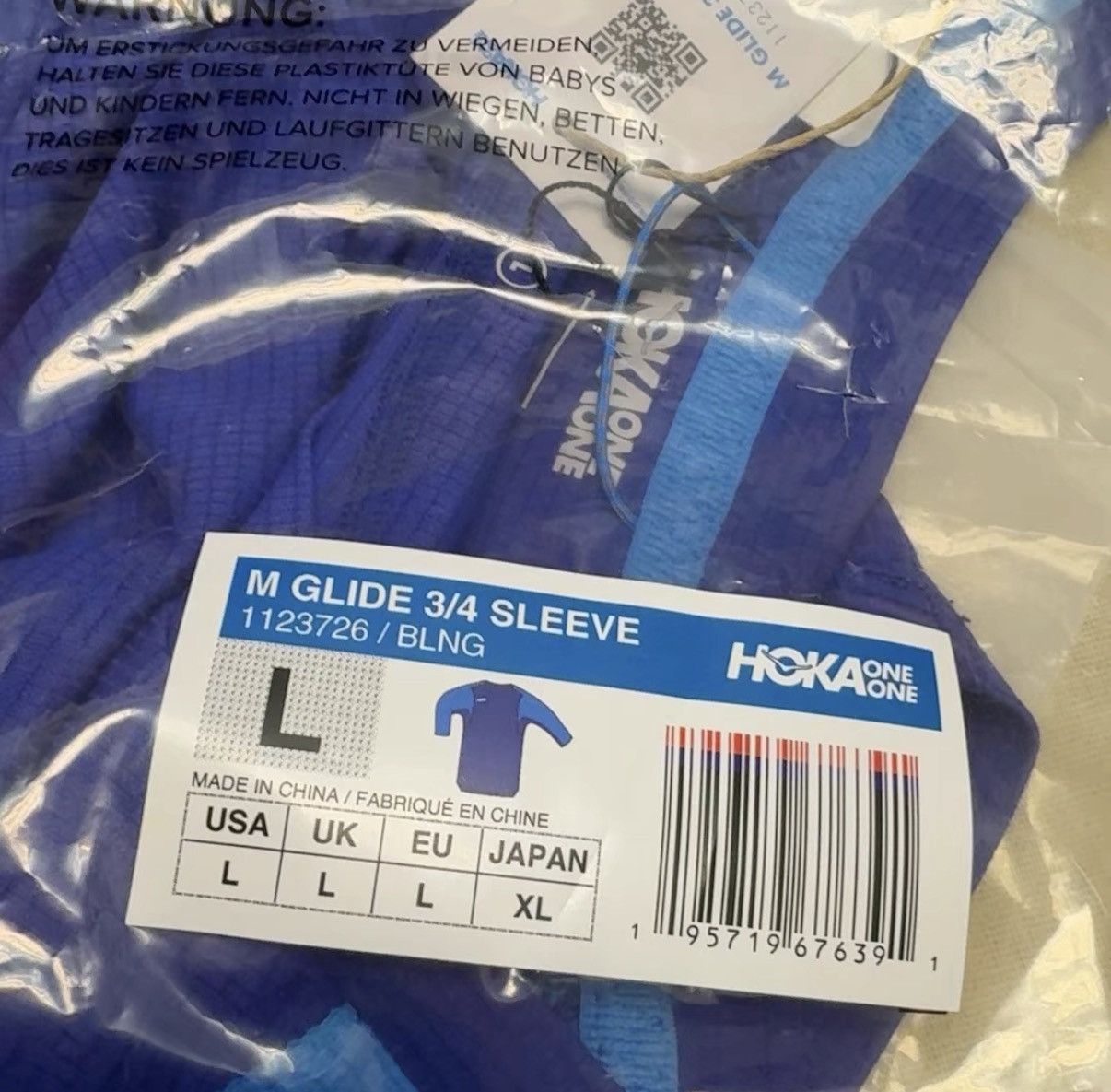 Hoka Hoka One One Glide 3/4 Sleeve Quick-Dry Long Sleeve Tee J44 Size US L / EU 52-54 / 3 - 5 Thumbnail
